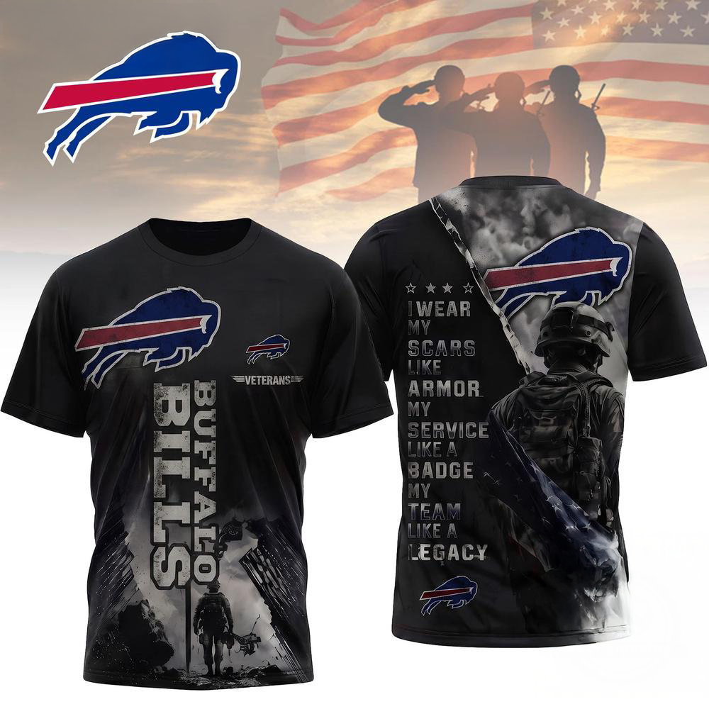 Buffalo Bills NFL Veterans Legacy Team 3D Design T Shirt Military Supporter Edition