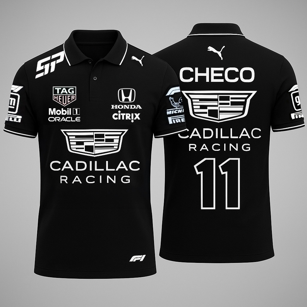 Cadillac Sergio Checo Perez Merch Gold Polo Shirt Racing Fans Gifts For Father Merch 2026