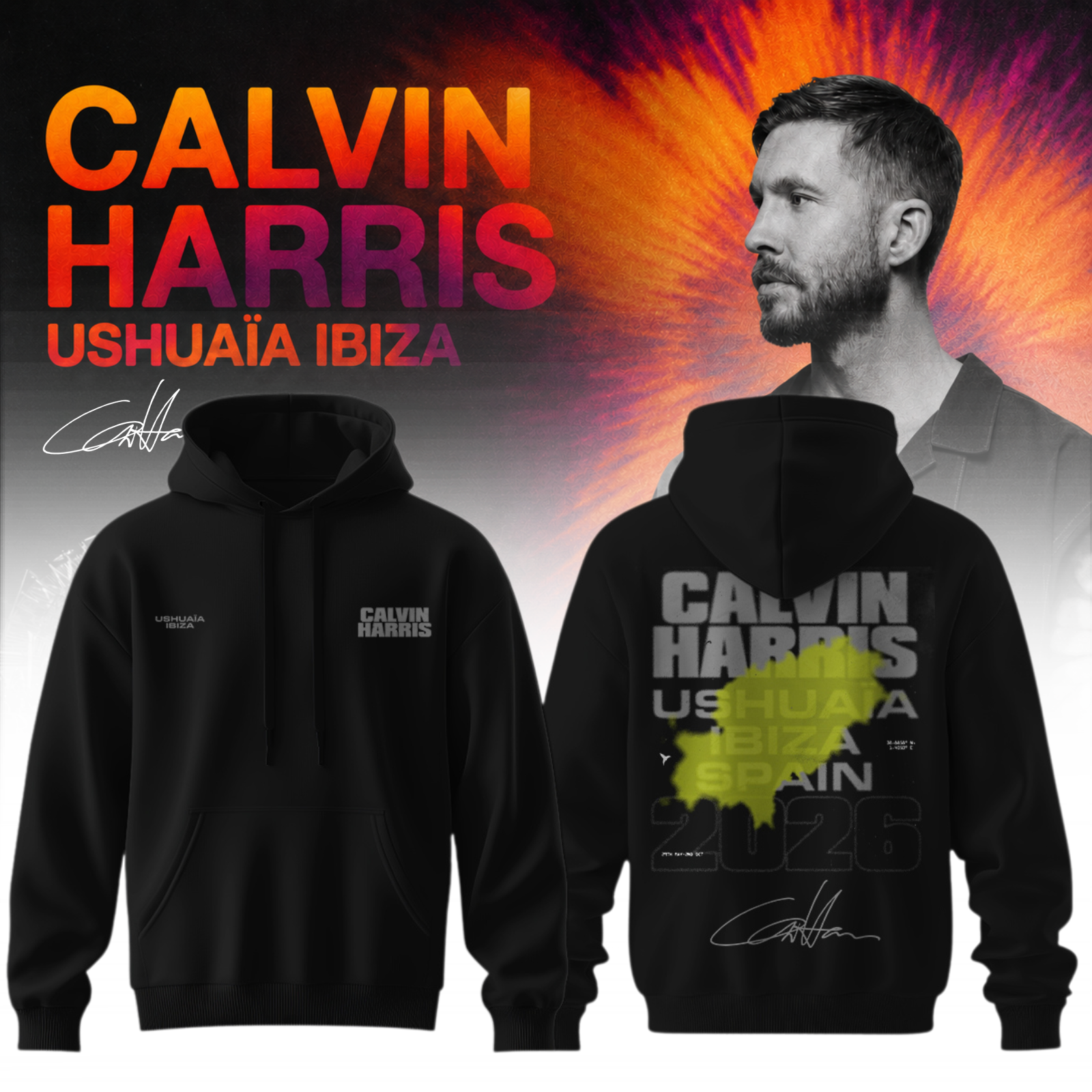 Calvin Harris Ushuaia Ibiza 2026 Premium Signature Hoodie Gifts For Fans
