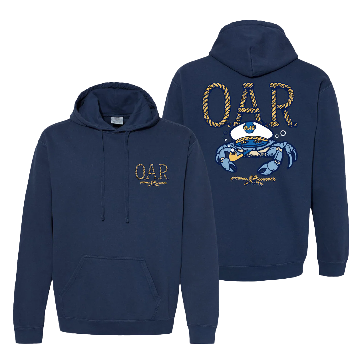 Captain Crab Hoodie Coastal Streetwear Graphic Pullover Gift for Ocean Lovers