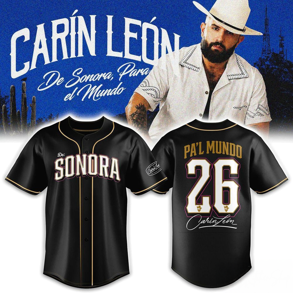 Carín León Sonora 2026 Tour Black Baseball Jersey 