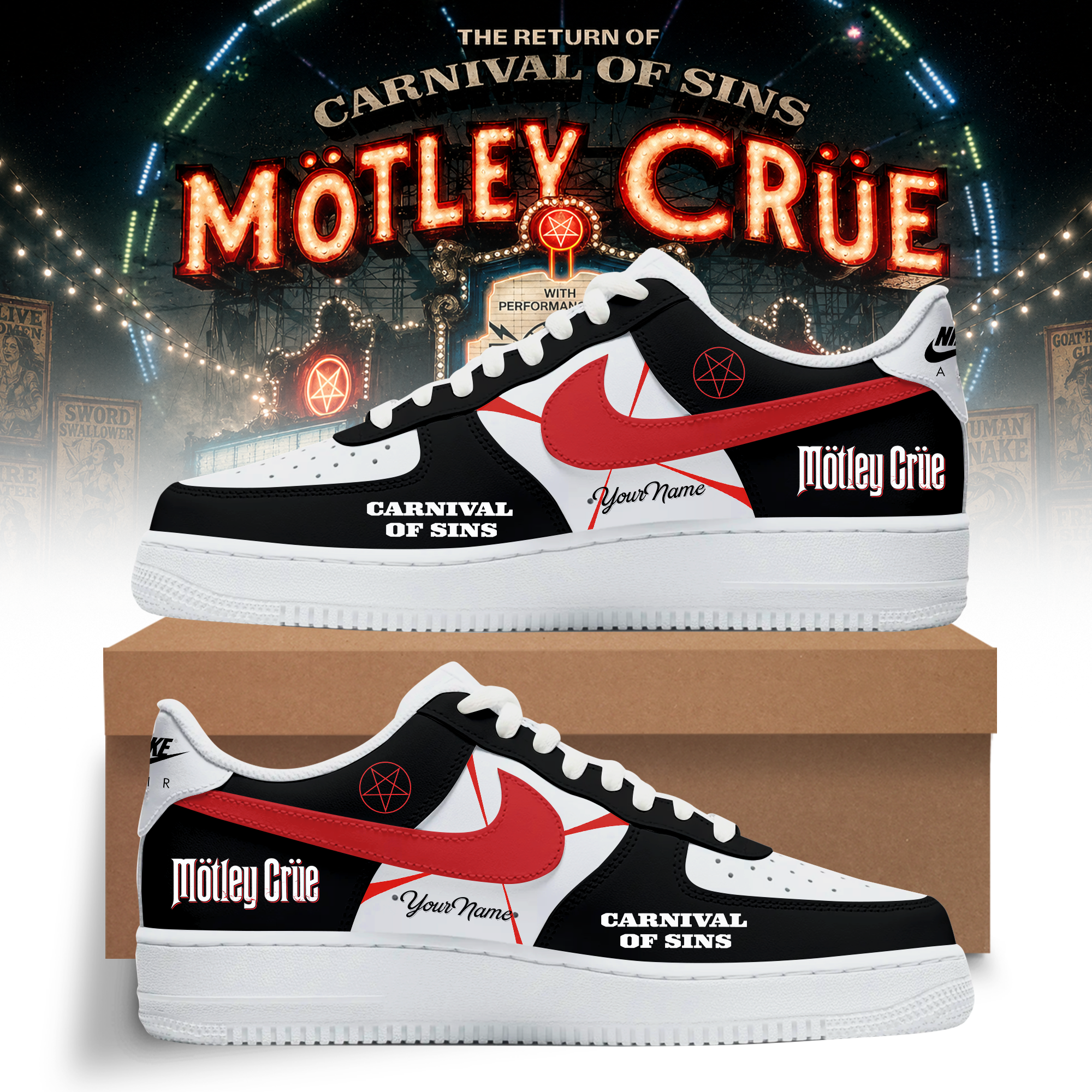 Carnival Of Sins Tour 2026 Personalized Air Force 1 Custom Sneakers