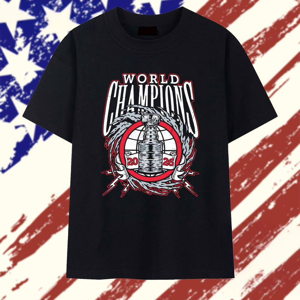Carolina Hurricanes 2026 World Champions Trophy Lightning Graphic T Shirt