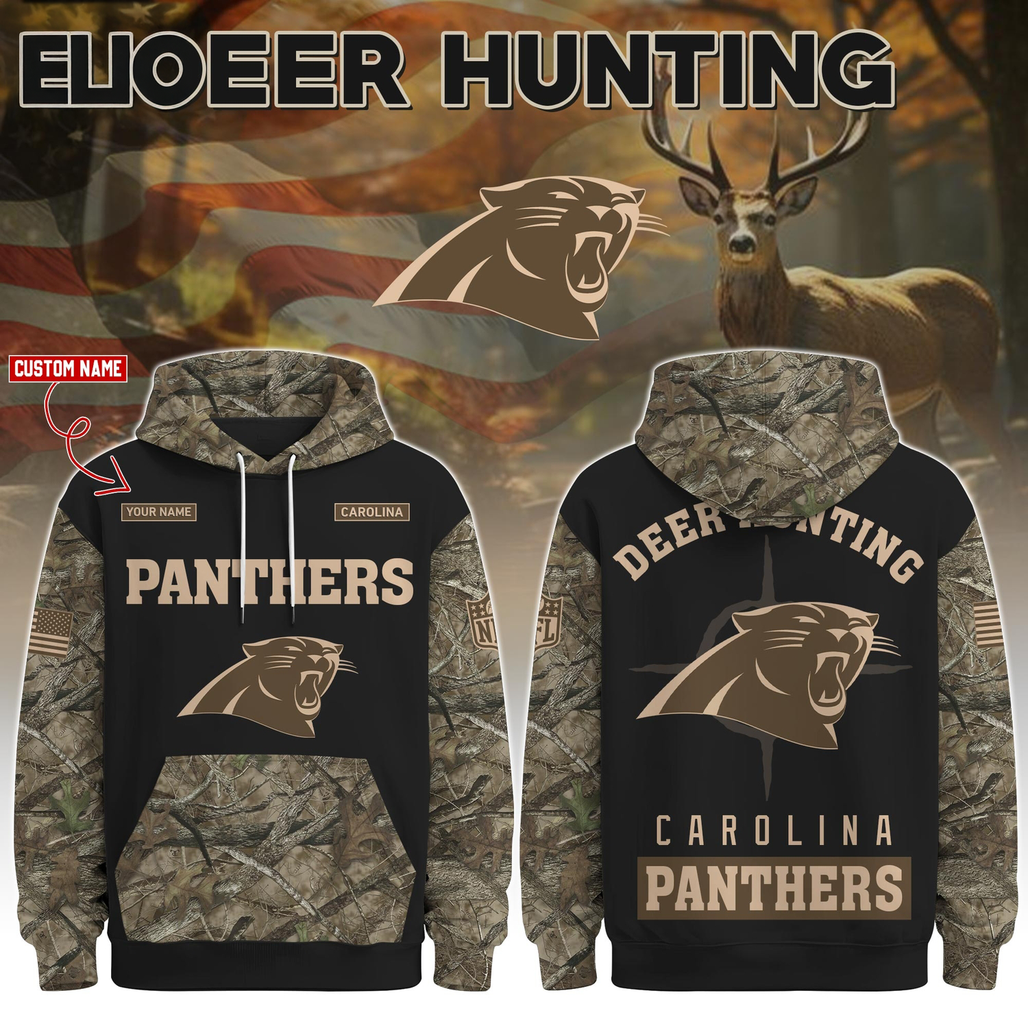 Carolina Panthers Deer Hunting Limited Edition Hoodie Â– NFL Hunting Hoodie for Fans