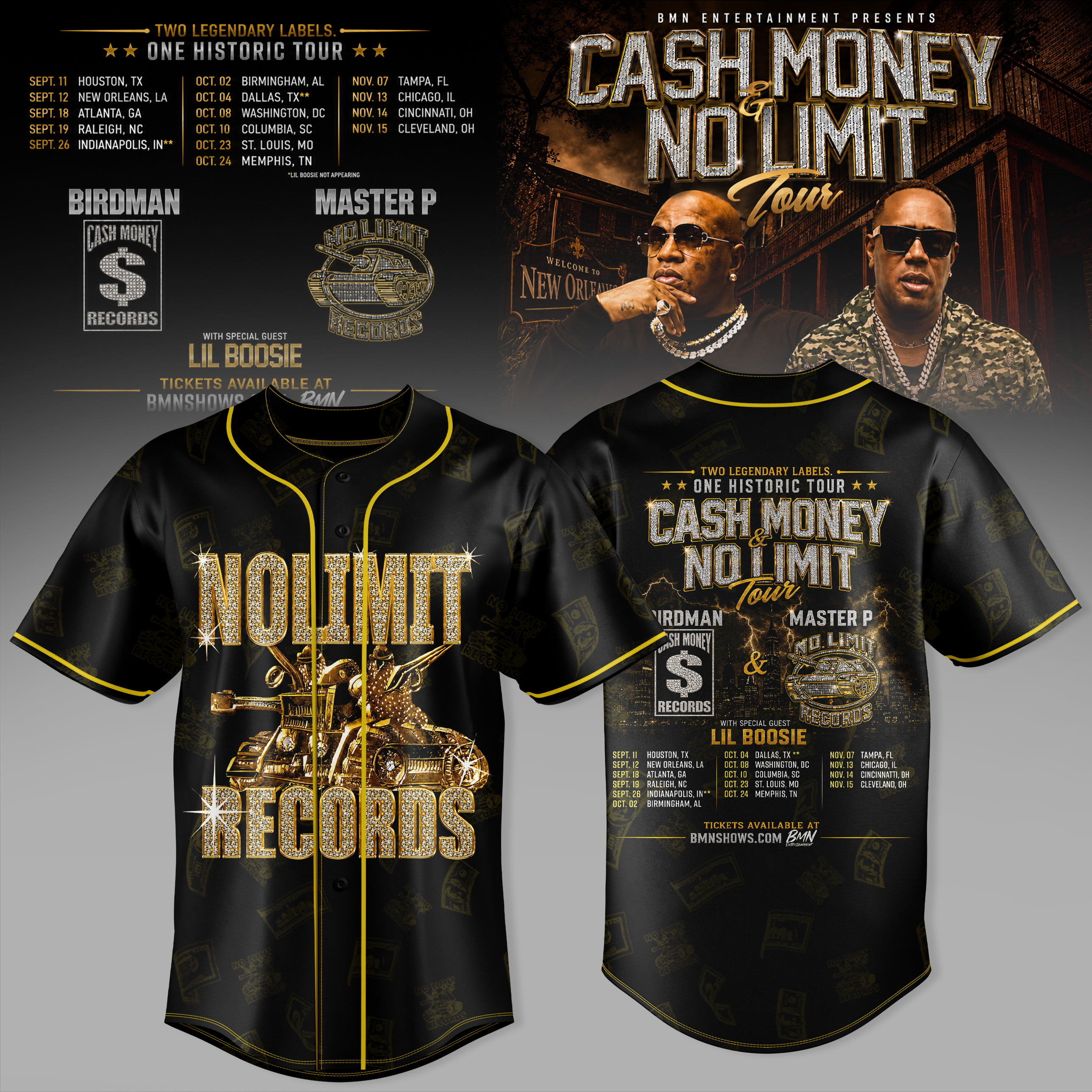 Cash Money No Limit Tour Jersey Music Fan Apparel Edition