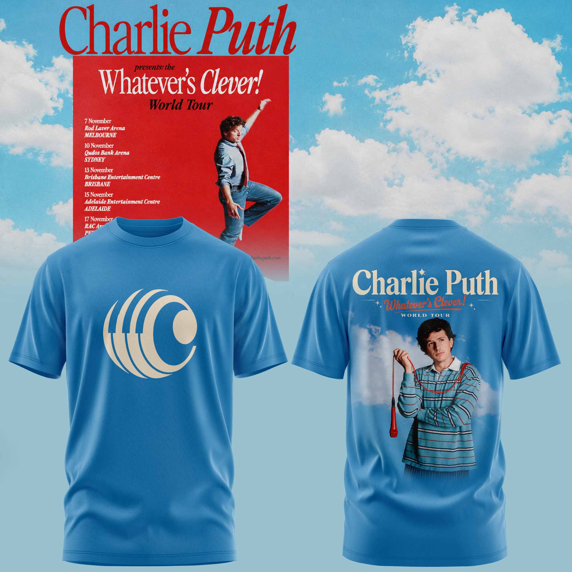 Charlie Puth Whatevers Clever World Tour Collection Collector Edition Graphic T Shirt
