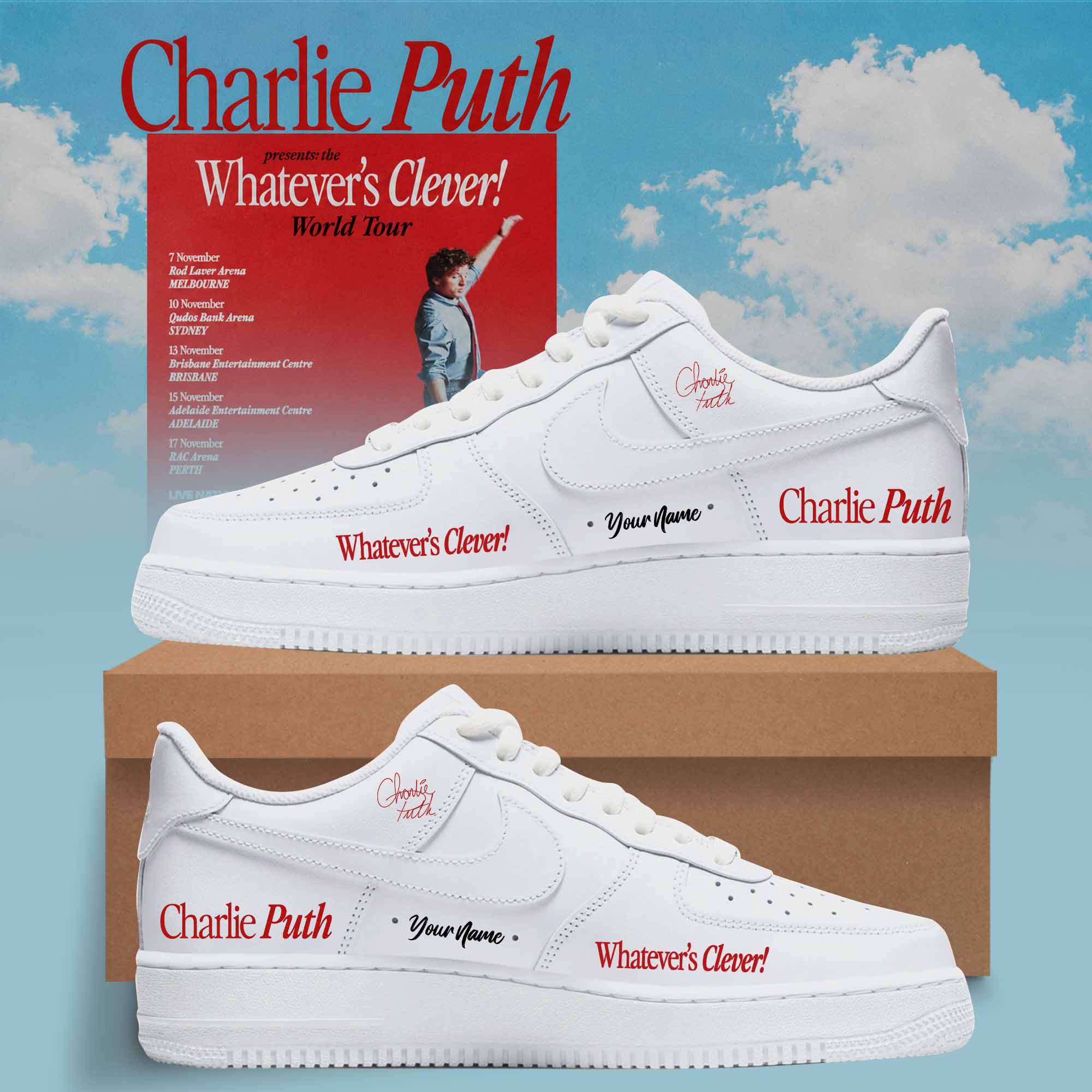 Charlie Puth Whatevers Clever World Tour Collection High Top Sneakers