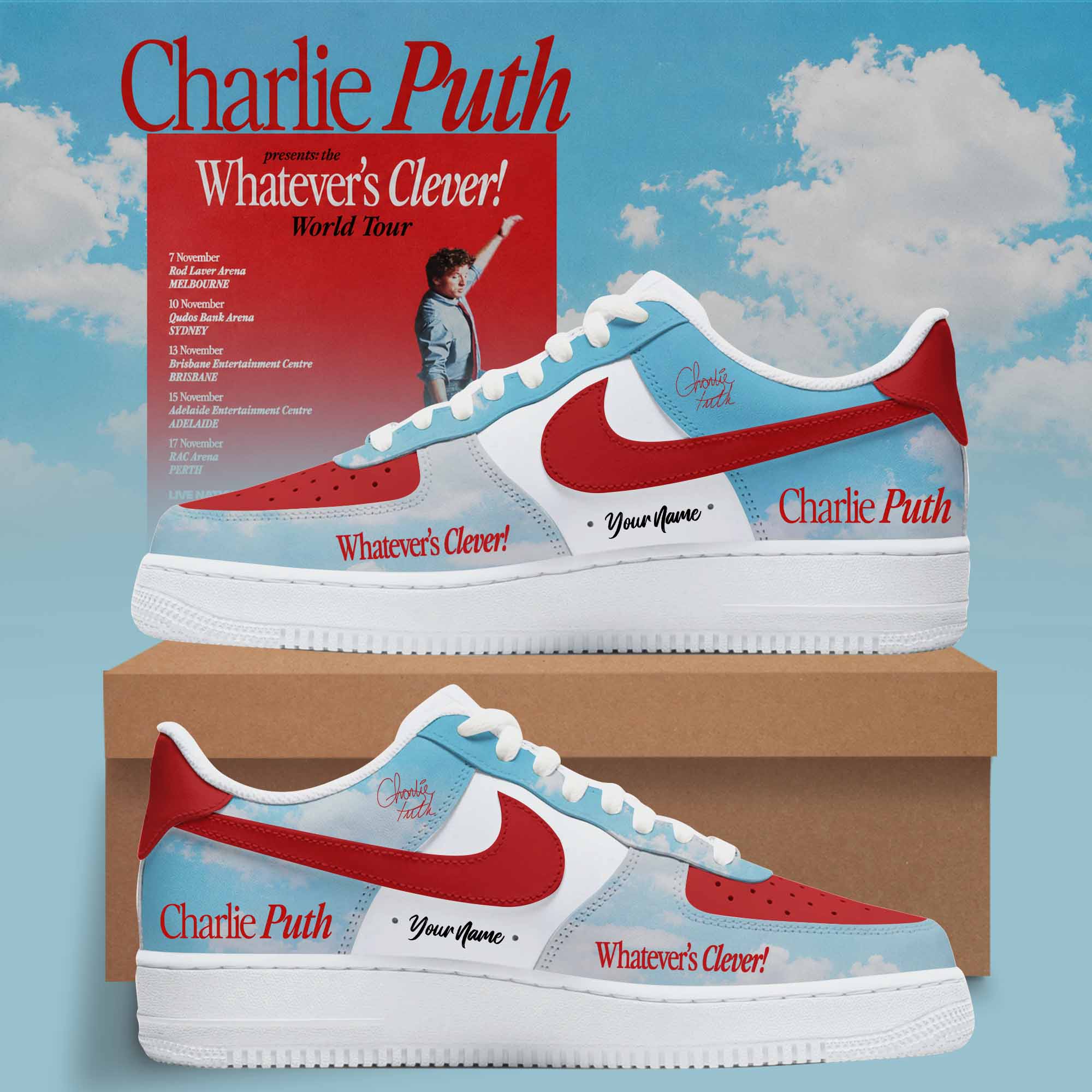 Charlie Puth Whatevers Clever World Tour Collection Premium Casual Shoes
