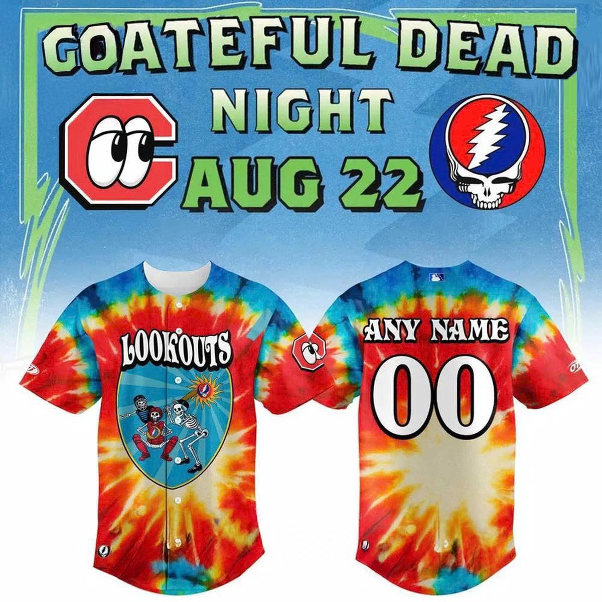 Chattanooga Lookouts Grateful Dead Night Custom Baseball Jersey MiLB Music Night Fan Game Jersey 1 - Unicasport Chattanooga Lookouts Grateful Dead Night Custom Baseball Jersey MiLB Music Night Fan Game Jersey