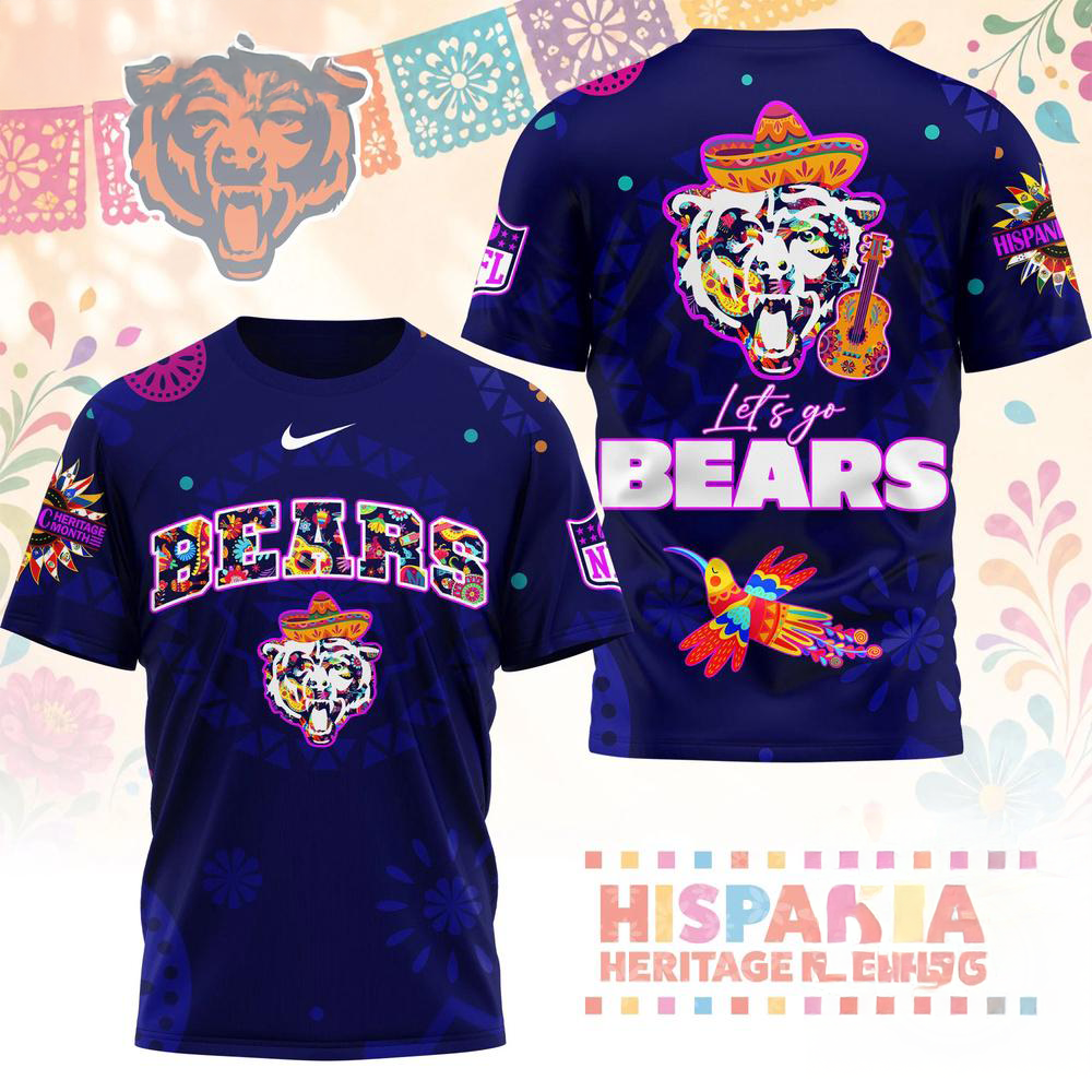 Chicago Bears 2026 NFL Hispanic Heritage Fiesta Premium 3D Graphic T Shirt