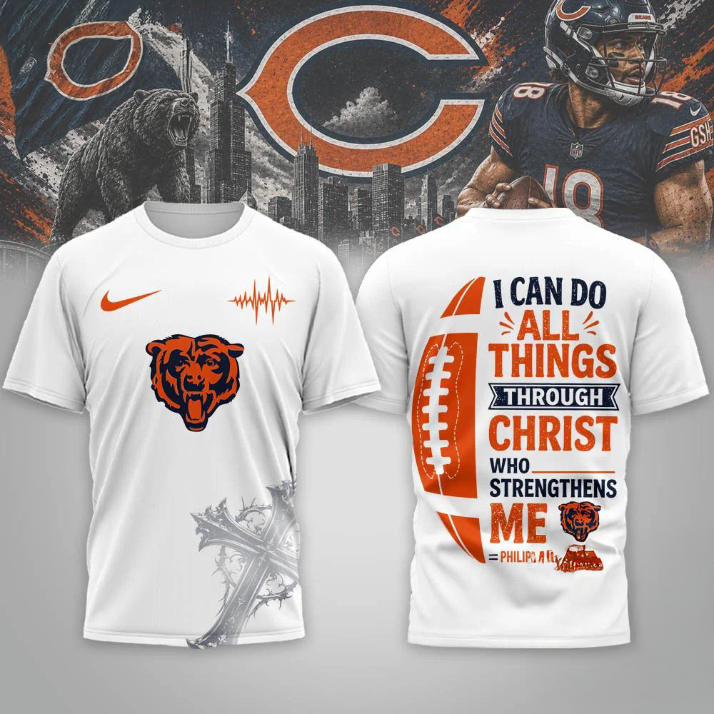 Chicago Bears Christ Strengthens Me Limited 3D Graphic Shirt