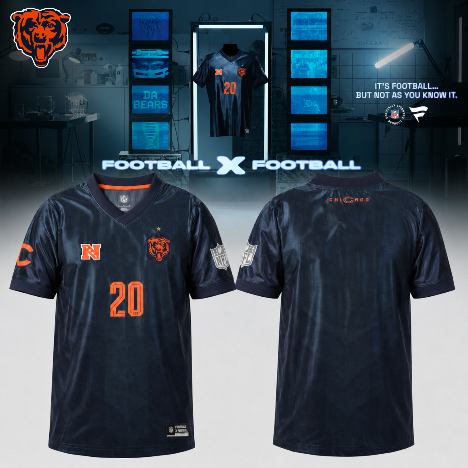 Chicago Bears Football Collared Fan Top Limited Jersey
