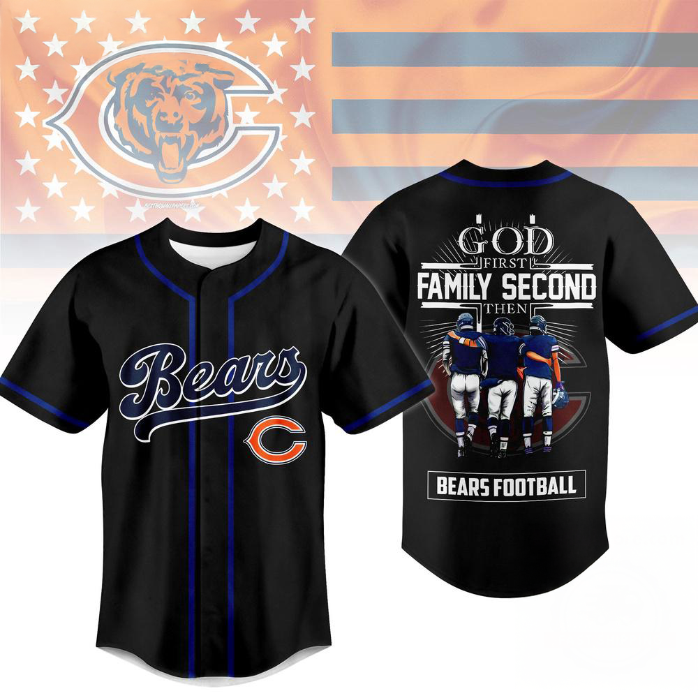 Chicago Bears God First Family Second Faith And Brotherhood Baseball Jersey