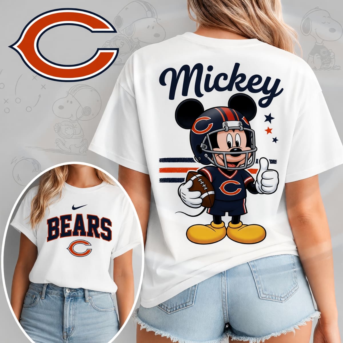 Chicago Bears x Mickey Mouse Football Game Day Unisex TShirt