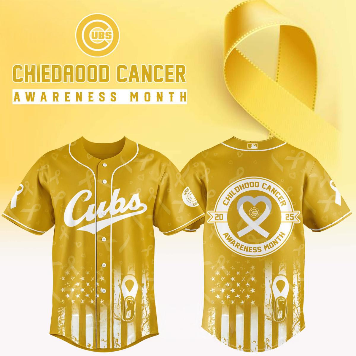 Chicago Cubs Childhood Cancer Awareness Month 2025 Jersey Yellow Baseball Fan Apparel 1 - Unicasport Chicago Cubs Childhood Cancer Awareness Month 2025 Jersey Yellow Baseball Fan Apparel