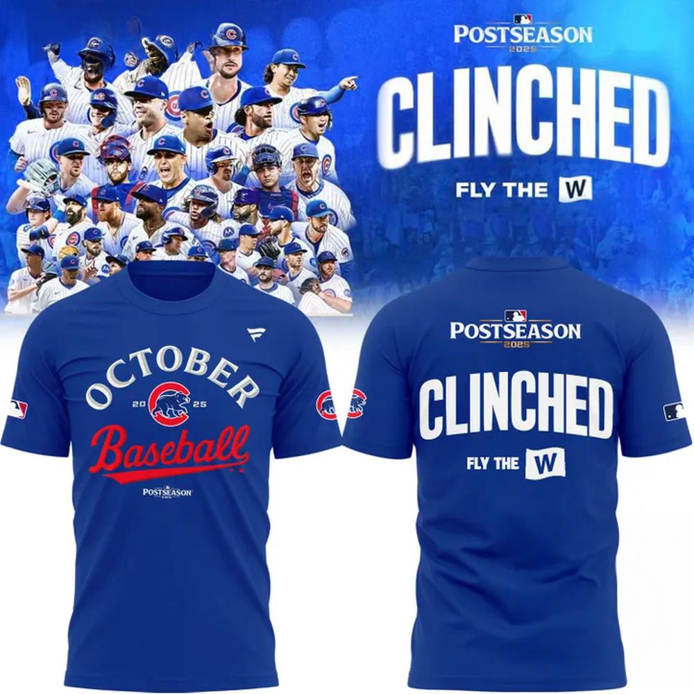 Chicago Cubs October Postseason Fly The W 3D Graphic T Shirt