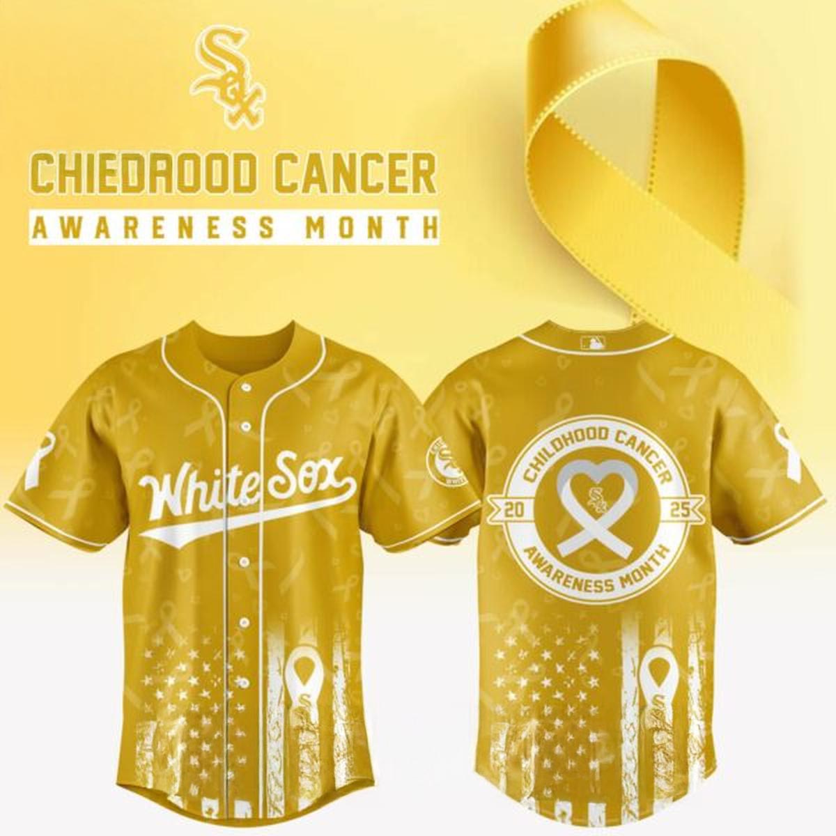 Chicago White Sox Childhood Cancer Awareness Month 2025 Jersey Yellow Baseball Fan Apparel 2 - Unicasport Chicago White Sox Childhood Cancer Awareness Month 2025 Jersey Yellow Baseball Fan Apparel