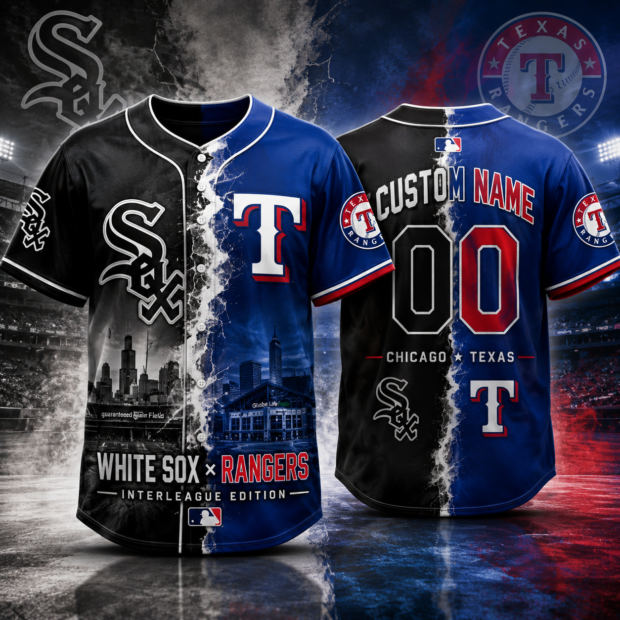 Chicago White Sox x Texas Rangers Interleague Edition Custom Name Number Baseball Jersey For Fans