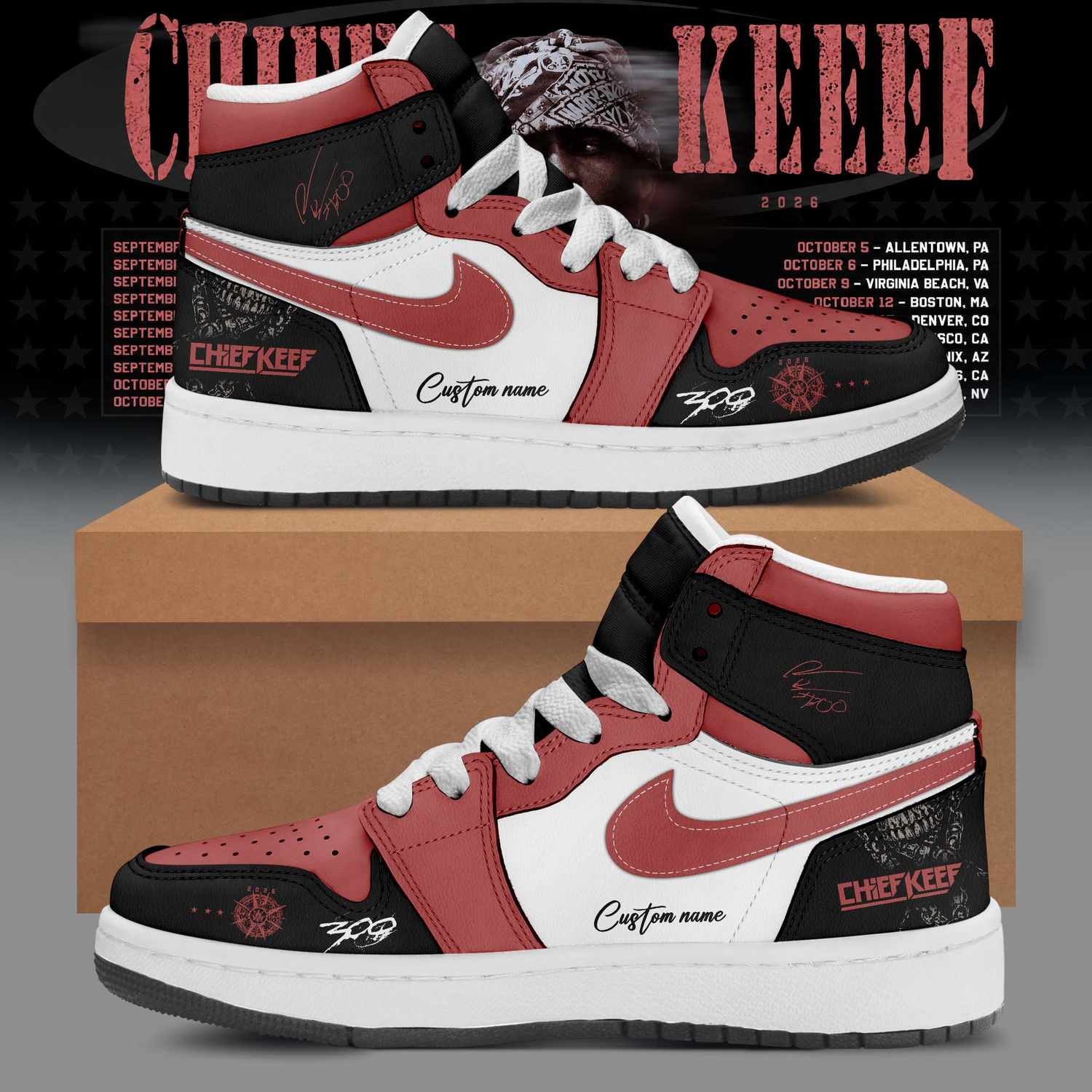 Chief Keef Live 2 Tour Edition Air Jordan 1 High Top Sneakers Fan Gift