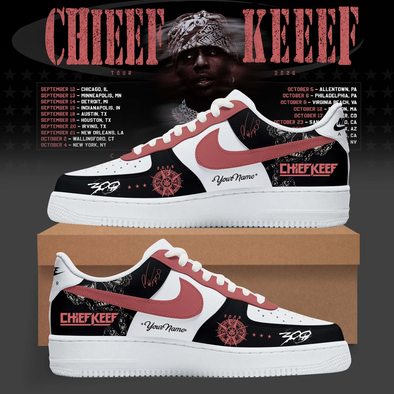 Chief Keef Live 26 Tour Edition Nike Air Force 1 Custom Sneakers