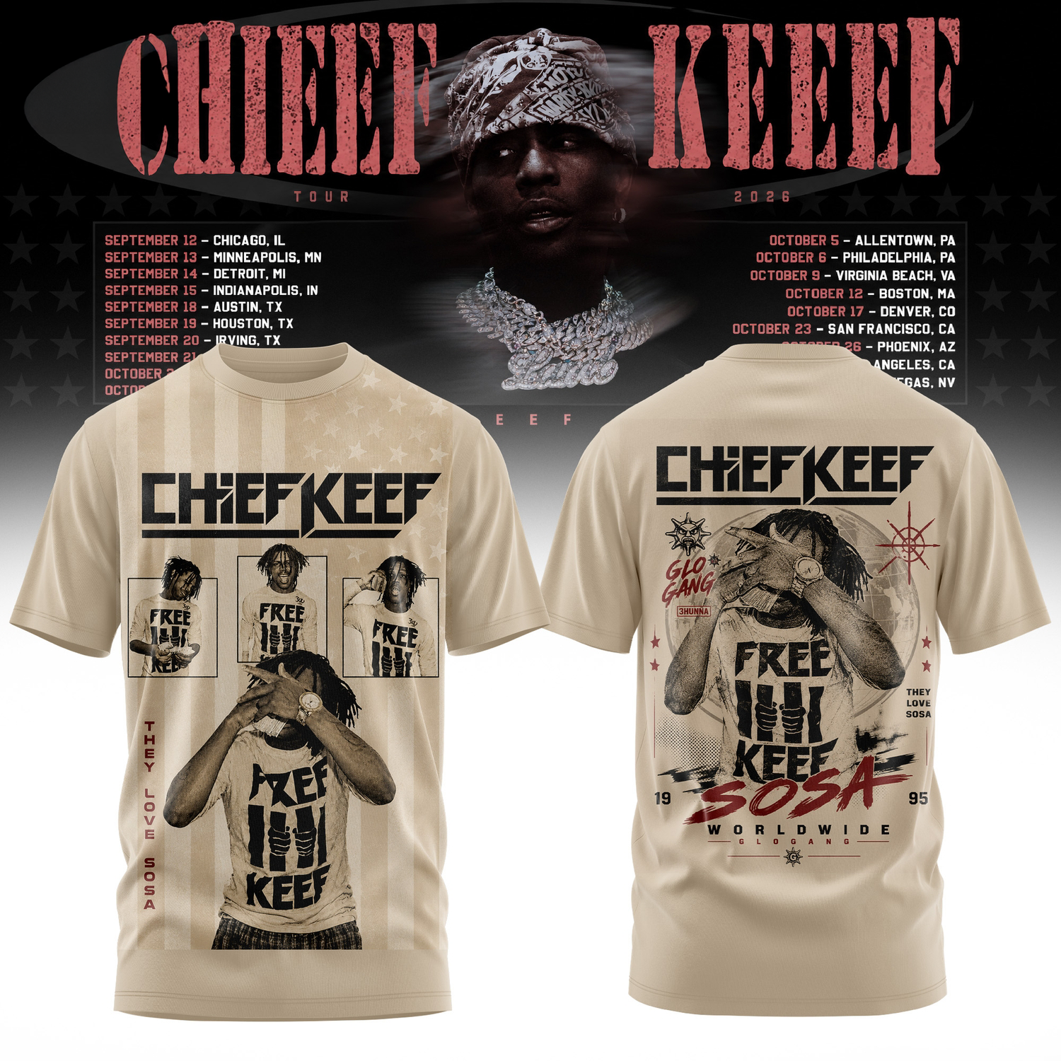Chief Keef Live 26 Tour Edition Premium Concert T Shirt