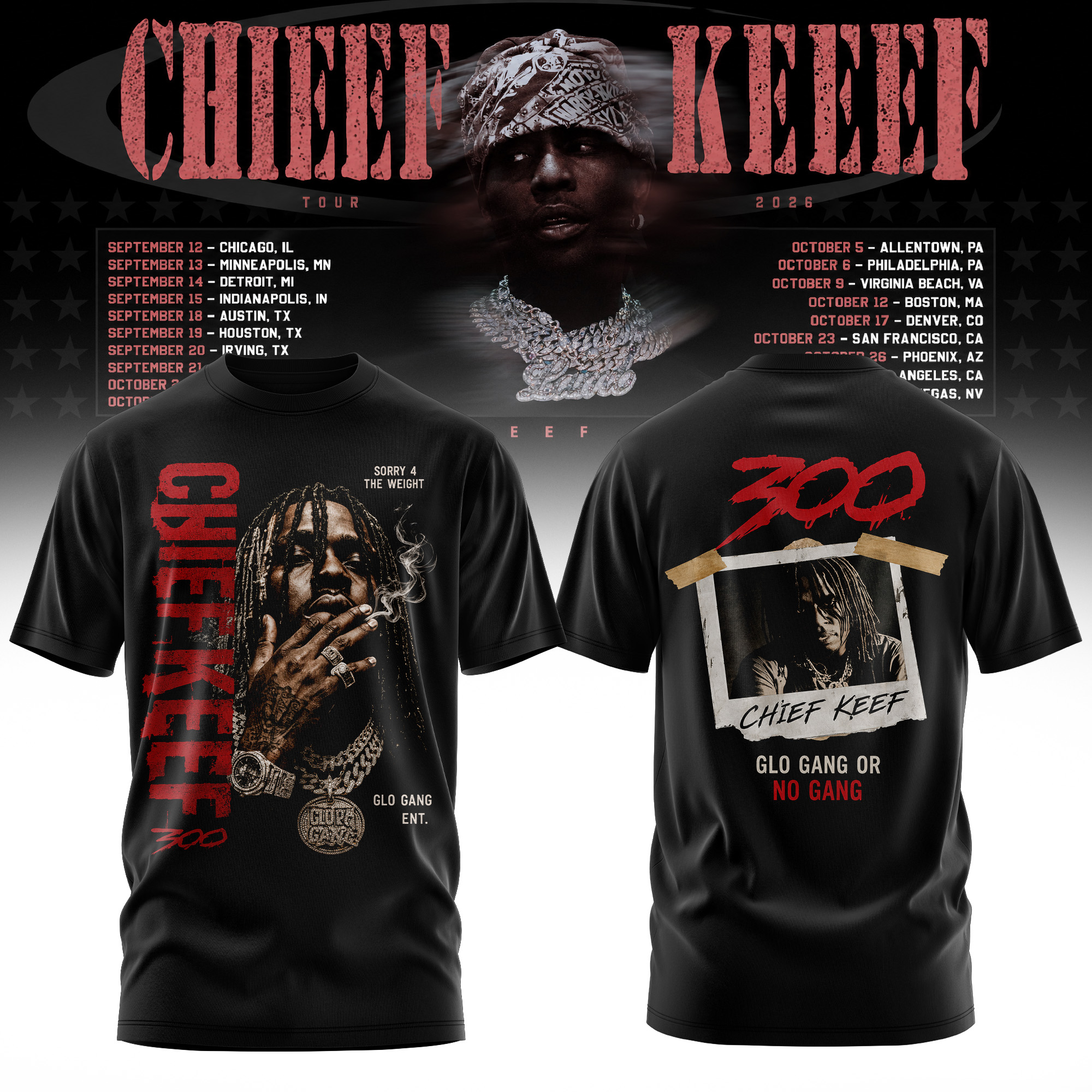Chief Keef Live 26 Tour Edition Streetwear T Shirt Fan Gift