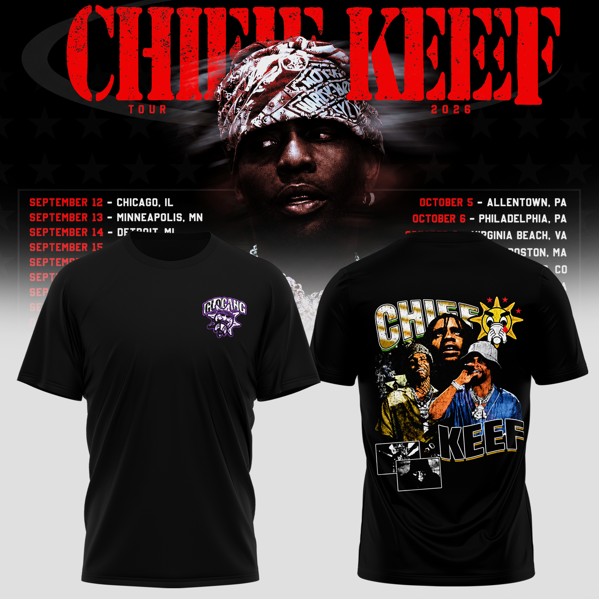 Chief Keef Tour 2026 Classic Graphic T Shirt Concert Apparel