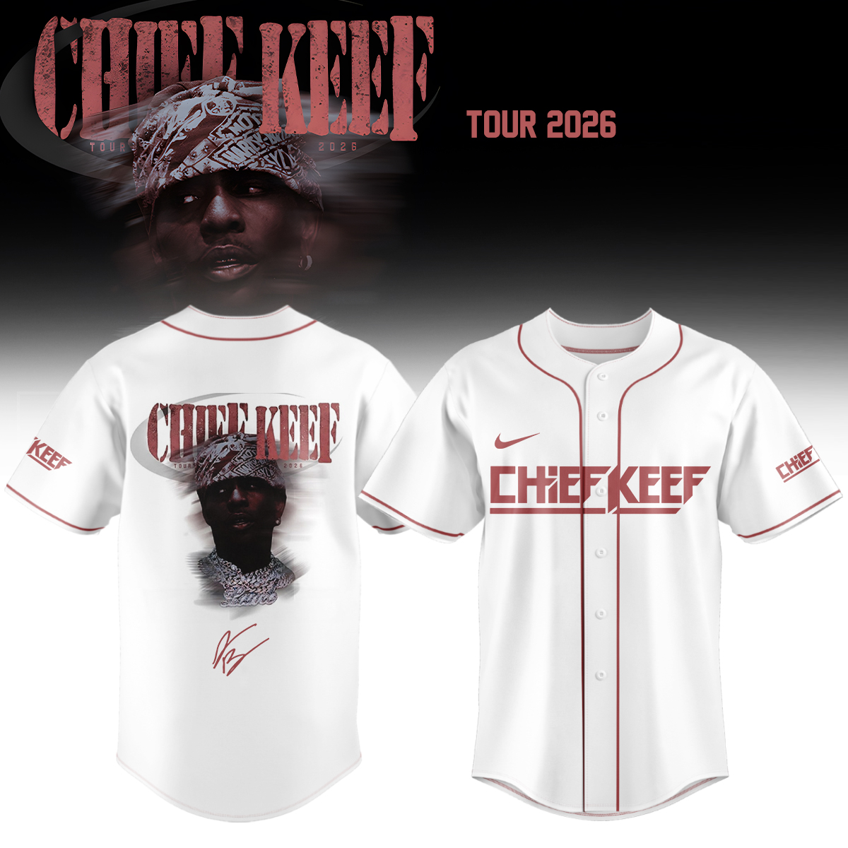 Chief Keef Tour 2026 Limited Edition Signature Baseball Jersey