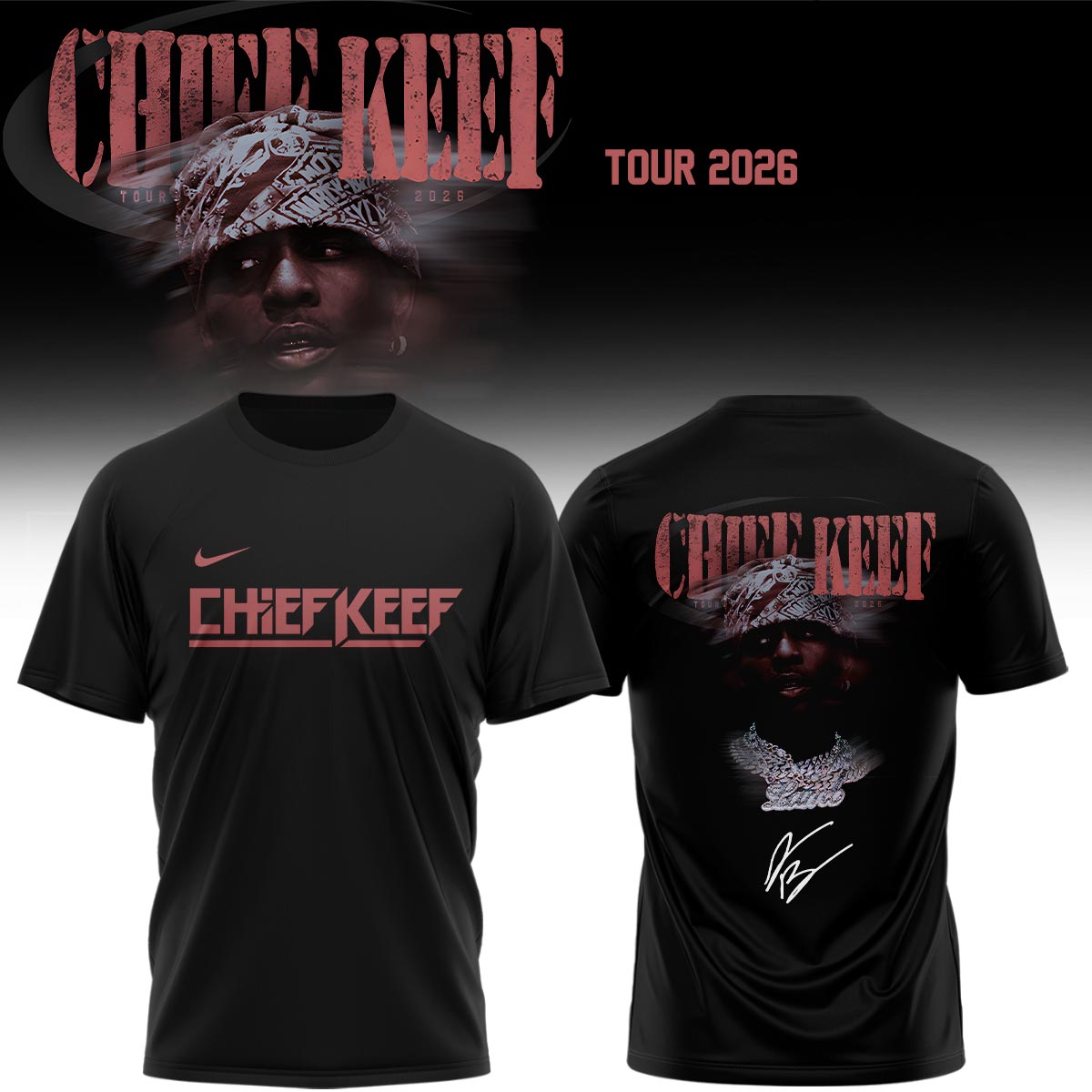 Chief Keef Tour 2026 Limited Edition Signature Graphic T Shirt