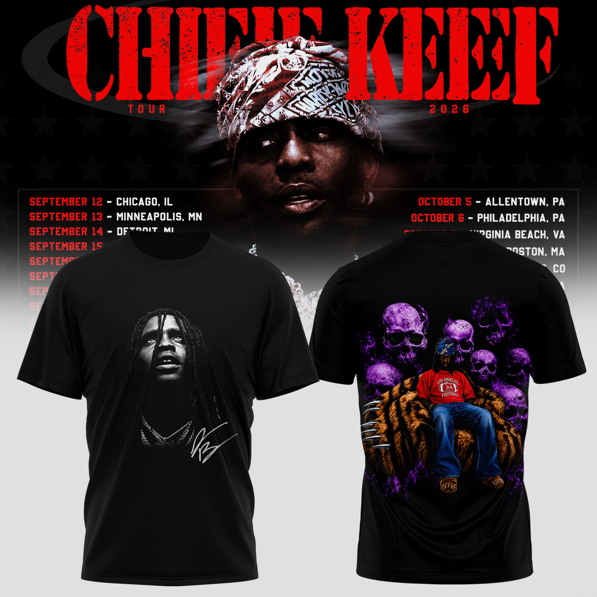 Chief Keef Tour 2026 Retro Graphic T Shirt Music Lover Gift