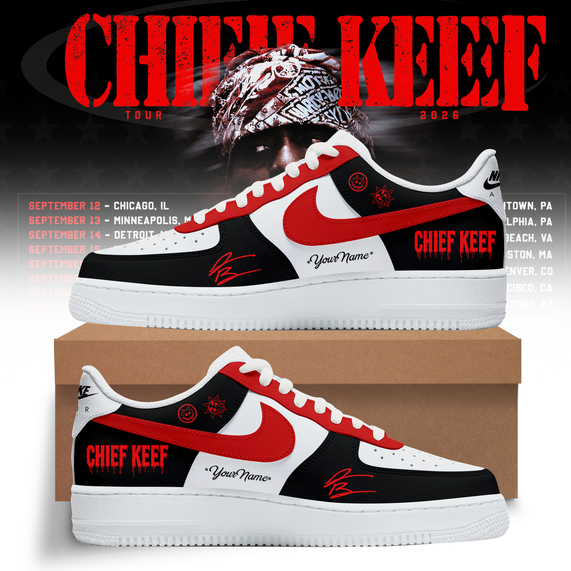 Chief Keef Tour 2026 Vintage Graphic Shoes Streetwear Edition