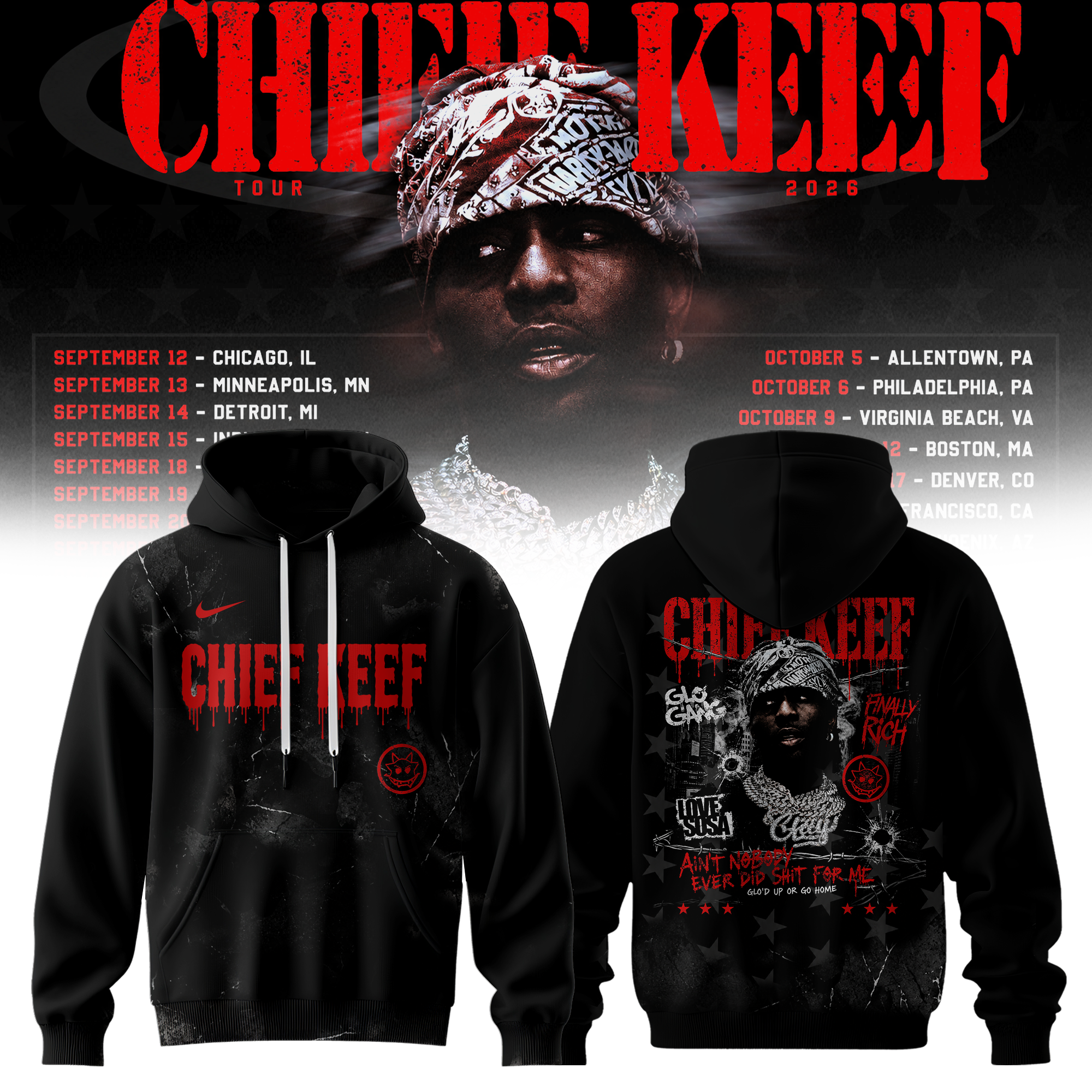 Chief Keef Tour 2026 Vintage Style Hoodie Fan Collection