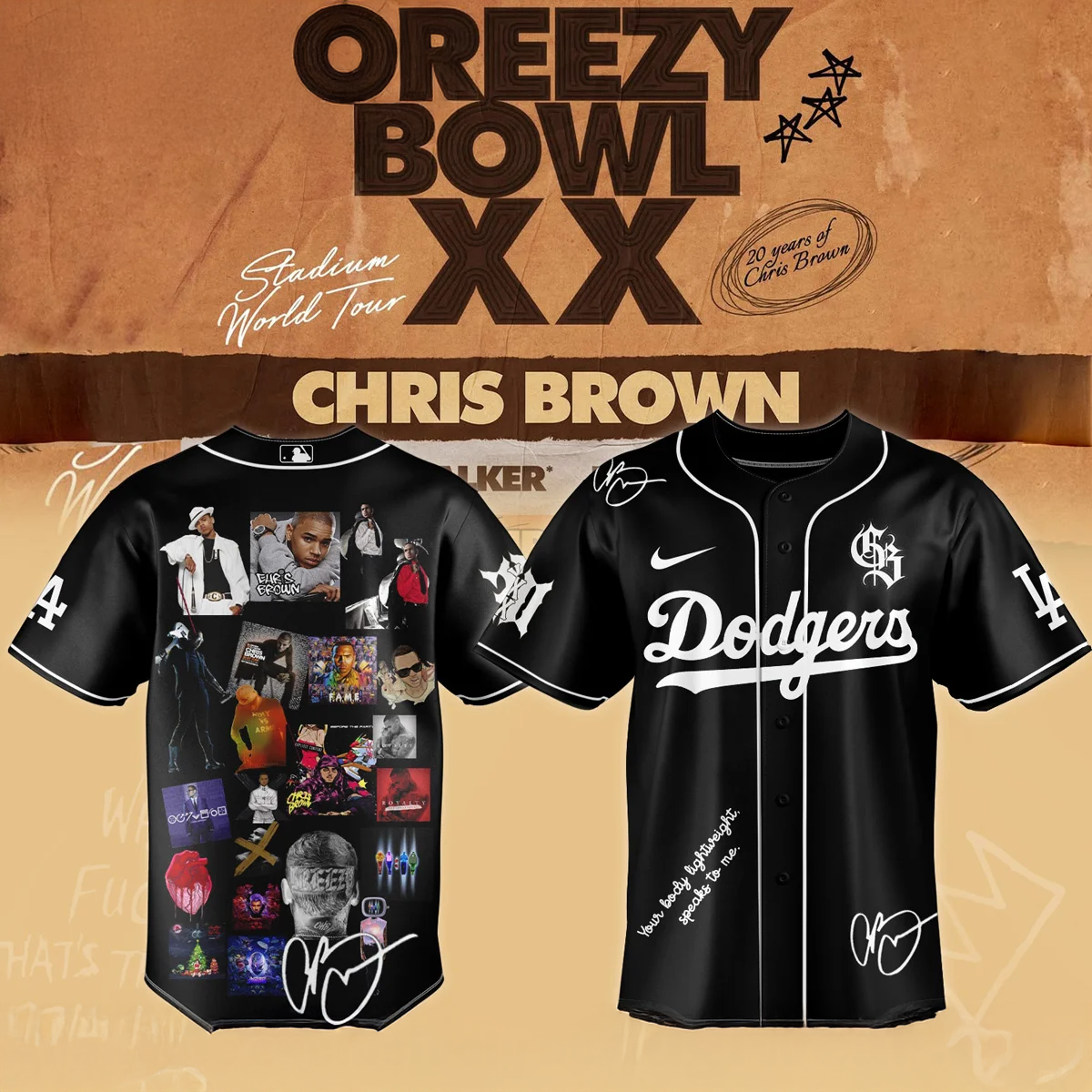 Chris Brown Breezy Bowl XX Dodgers Official Baseball Jersey