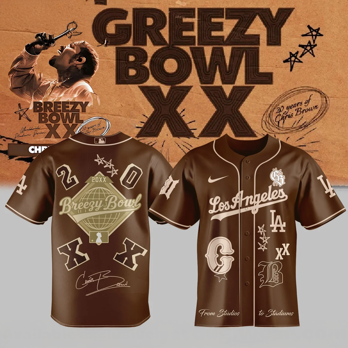 Chris Brown Breezy Bowl XX Dodgers Premium Baseball Jersey Edition