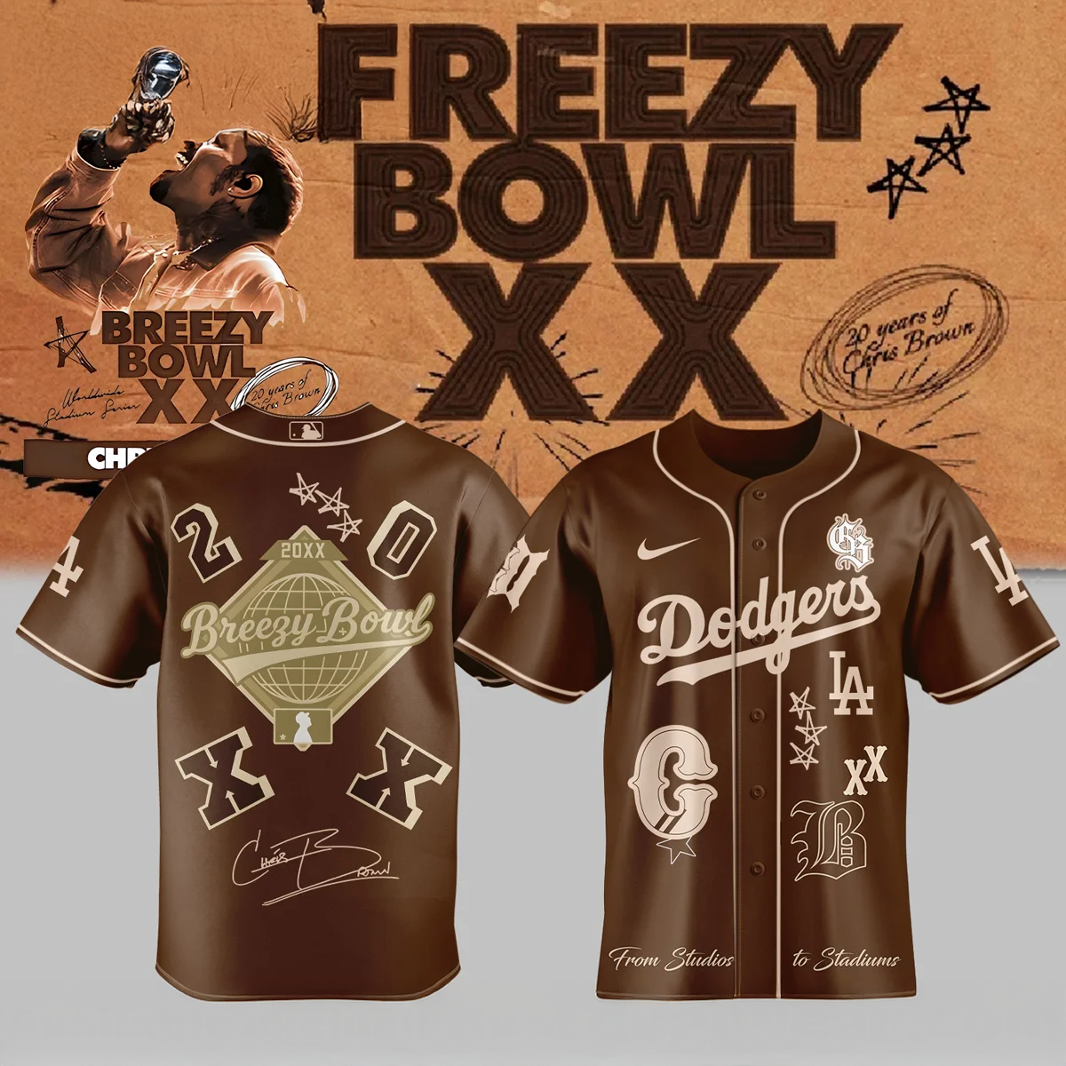 Chris Brown Breezy Bowl XX Miami Baseball Jersey Fan Collection
