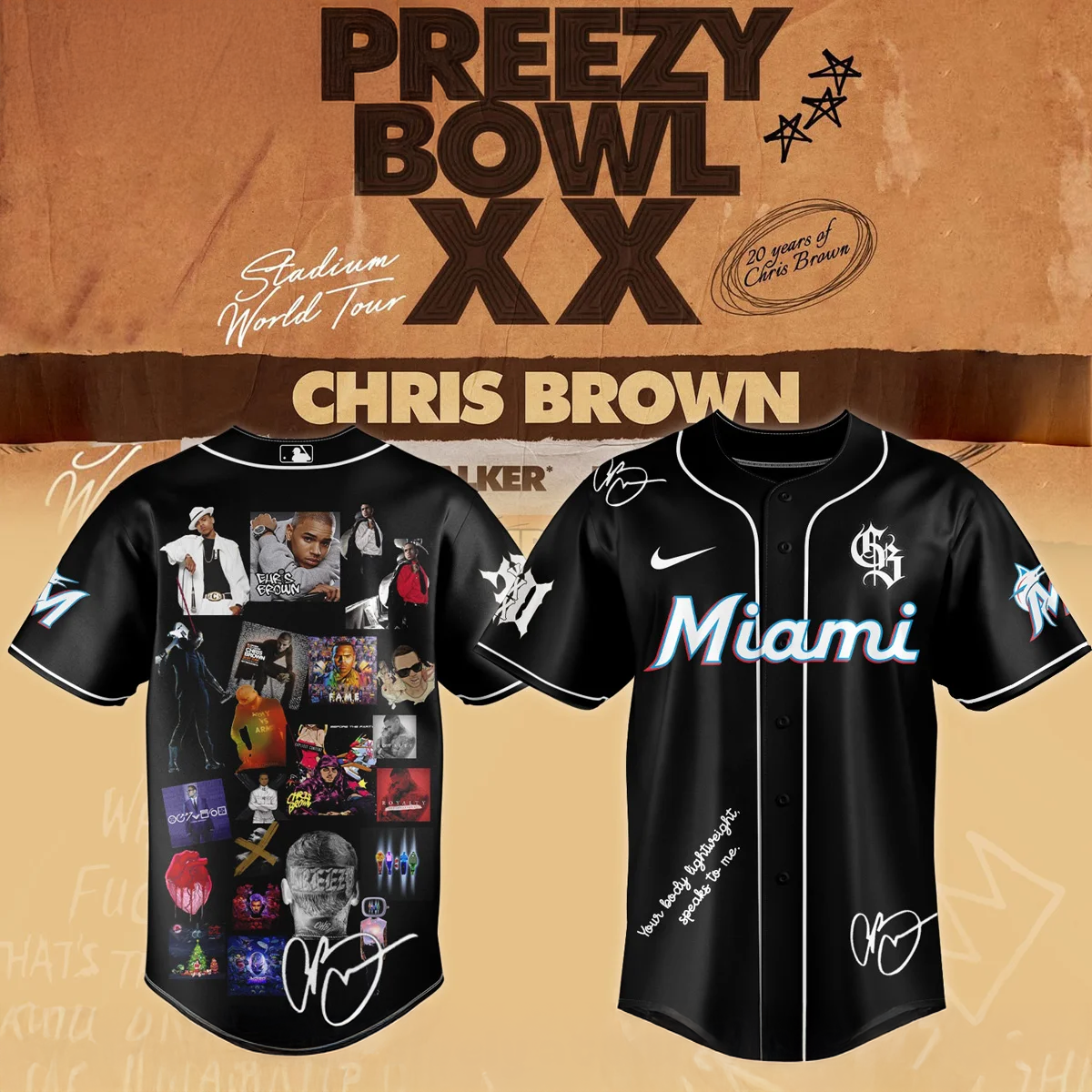 Chris Brown Breezy Bowl XX Miami Marlins Collector Jersey