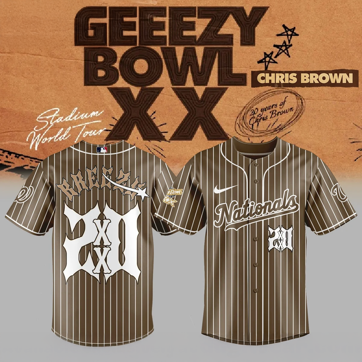 Chris Brown Breezy Bowl XX Washington Nationals Premium Jersey Edition