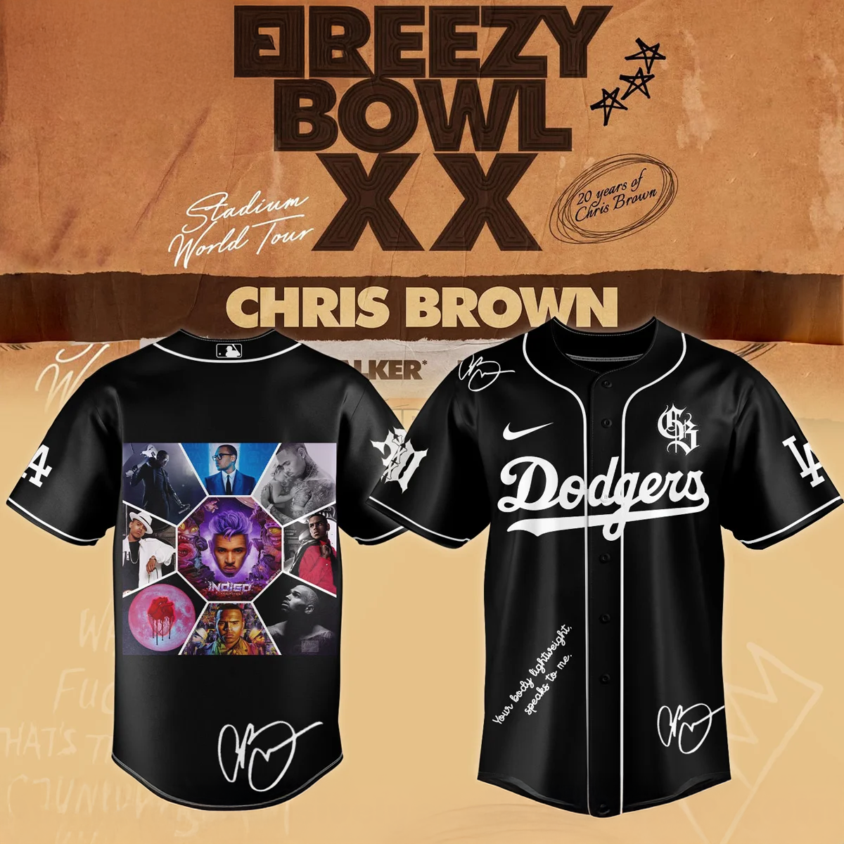 Chris Brown Breezy Bowl XX x MLB Dodgers Jersey Variant 2