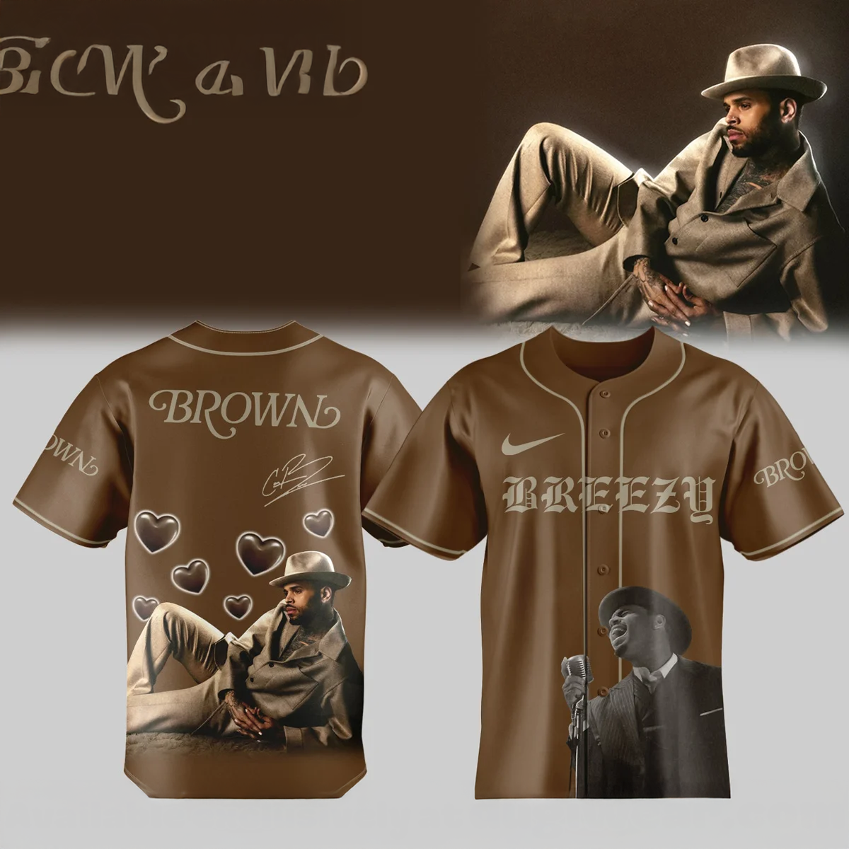 Chris Brown Brown Album Premium Baseball Jersey Collection