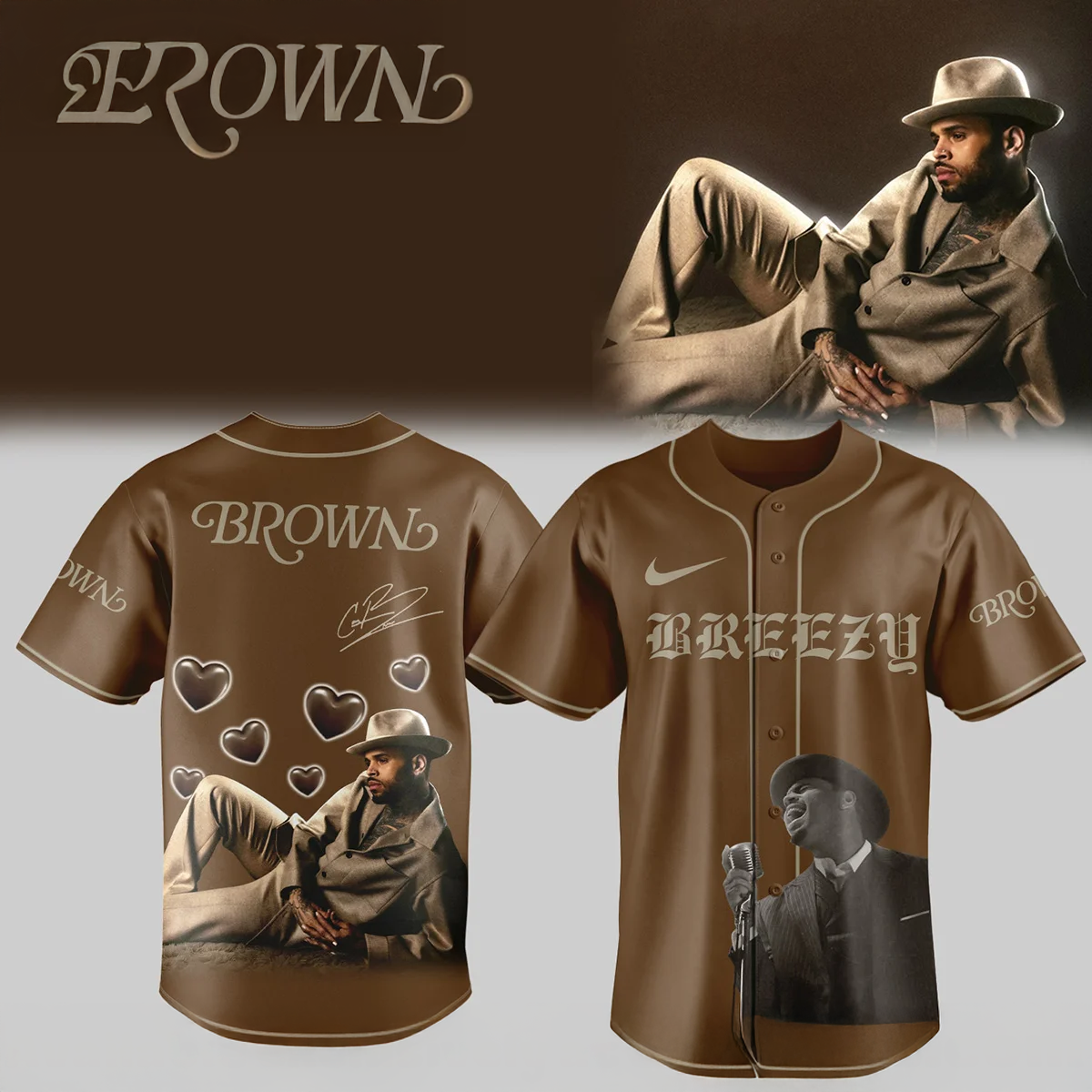 Chris Brown Brown Album Premium Baseball Jersey Fan Collection