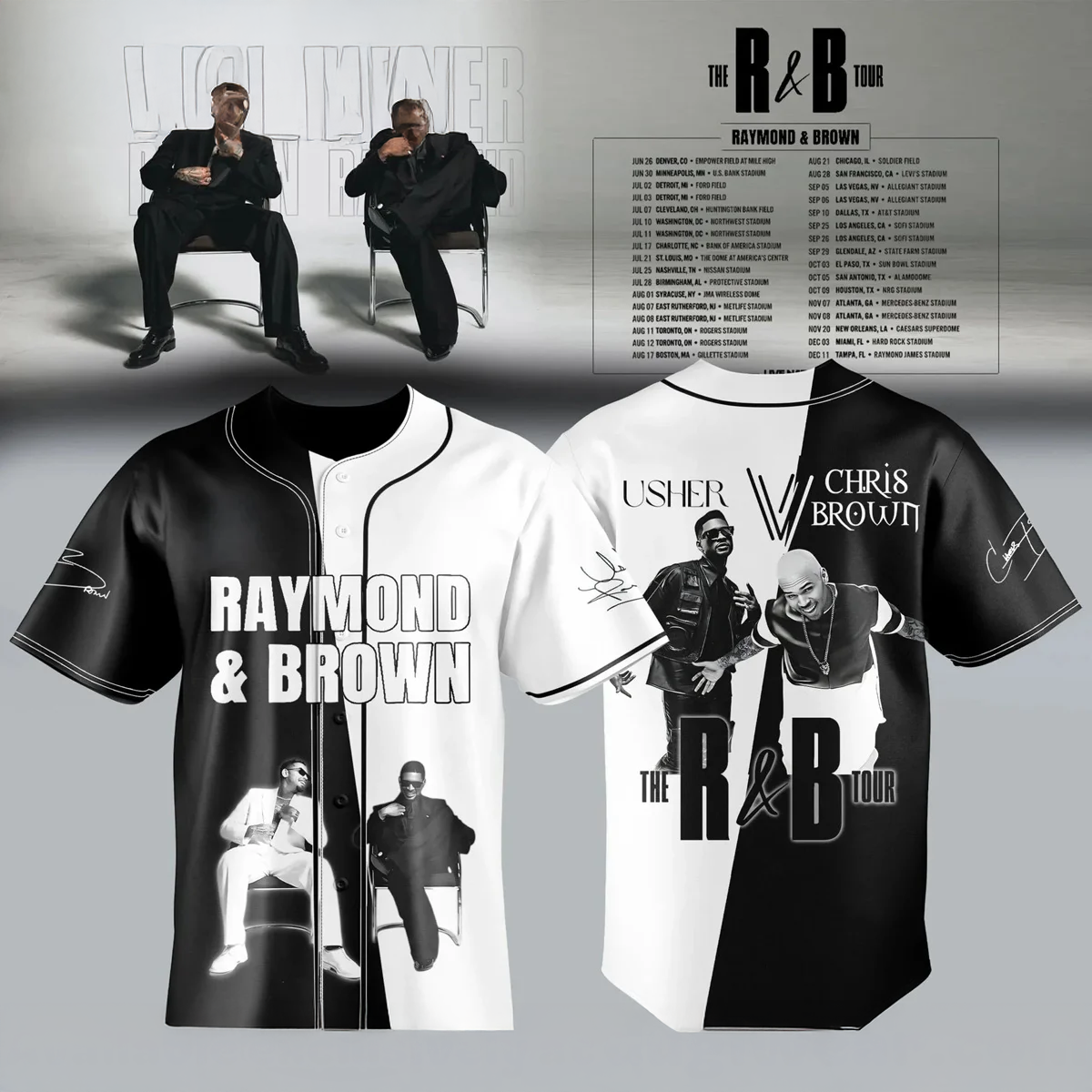 Chris Brown Raymond R And B Tour Premium Baseball Jersey Collection1