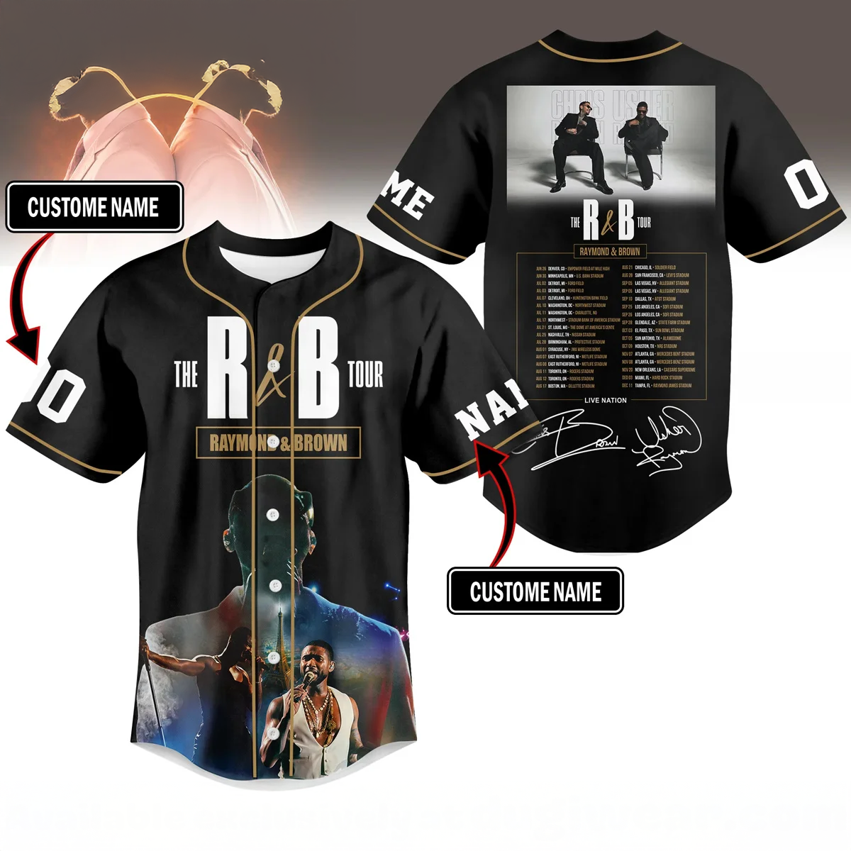 Chris Brown Raymond R And B Tour Premium Baseball Jersey Collection3