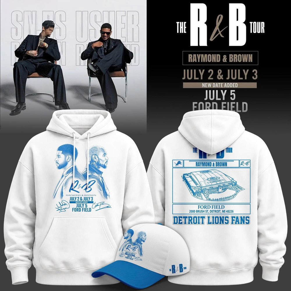 Chris Brown Usher Detroit Lions R And B Tour 2026 Fan Hoodie