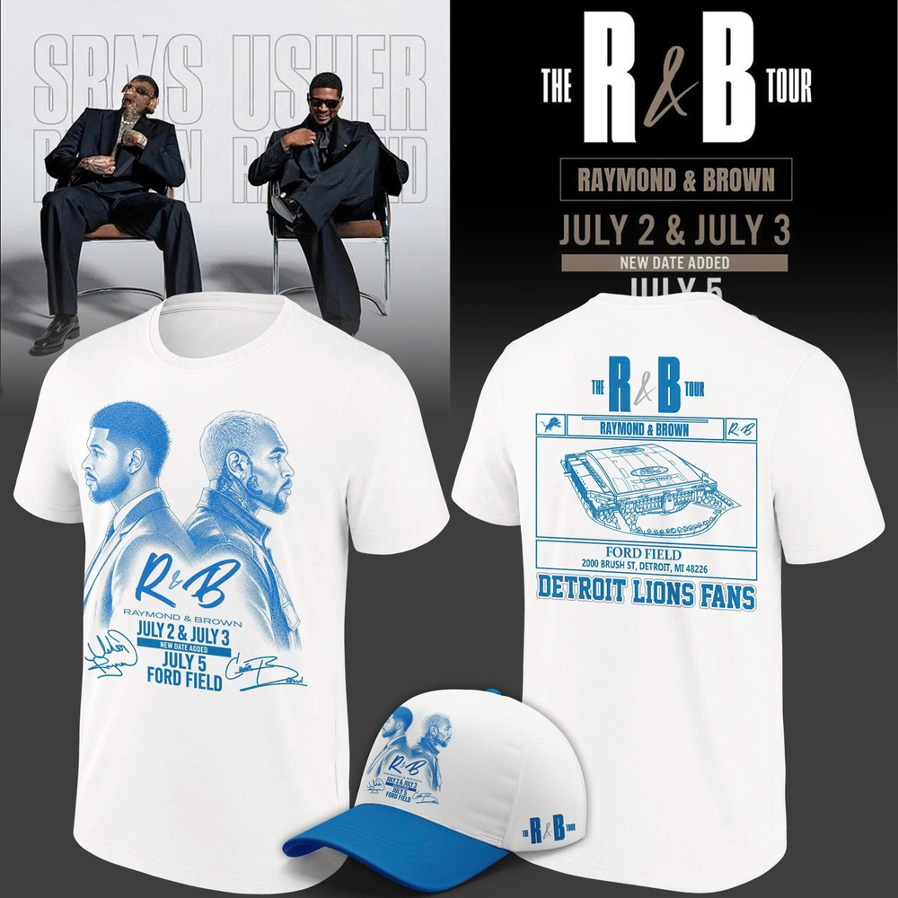 Chris Brown Usher Detroit Lions R And B Tour 2026 Graphic T Shirt