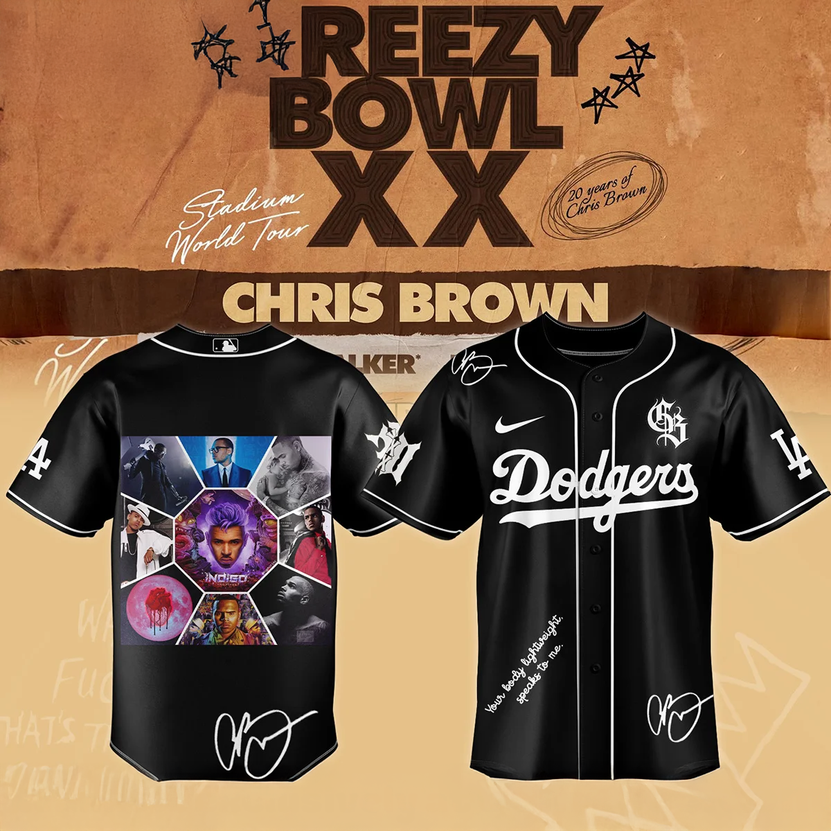 Chris Brown x Dodgers Baseball Jersey Premium Fan Collection