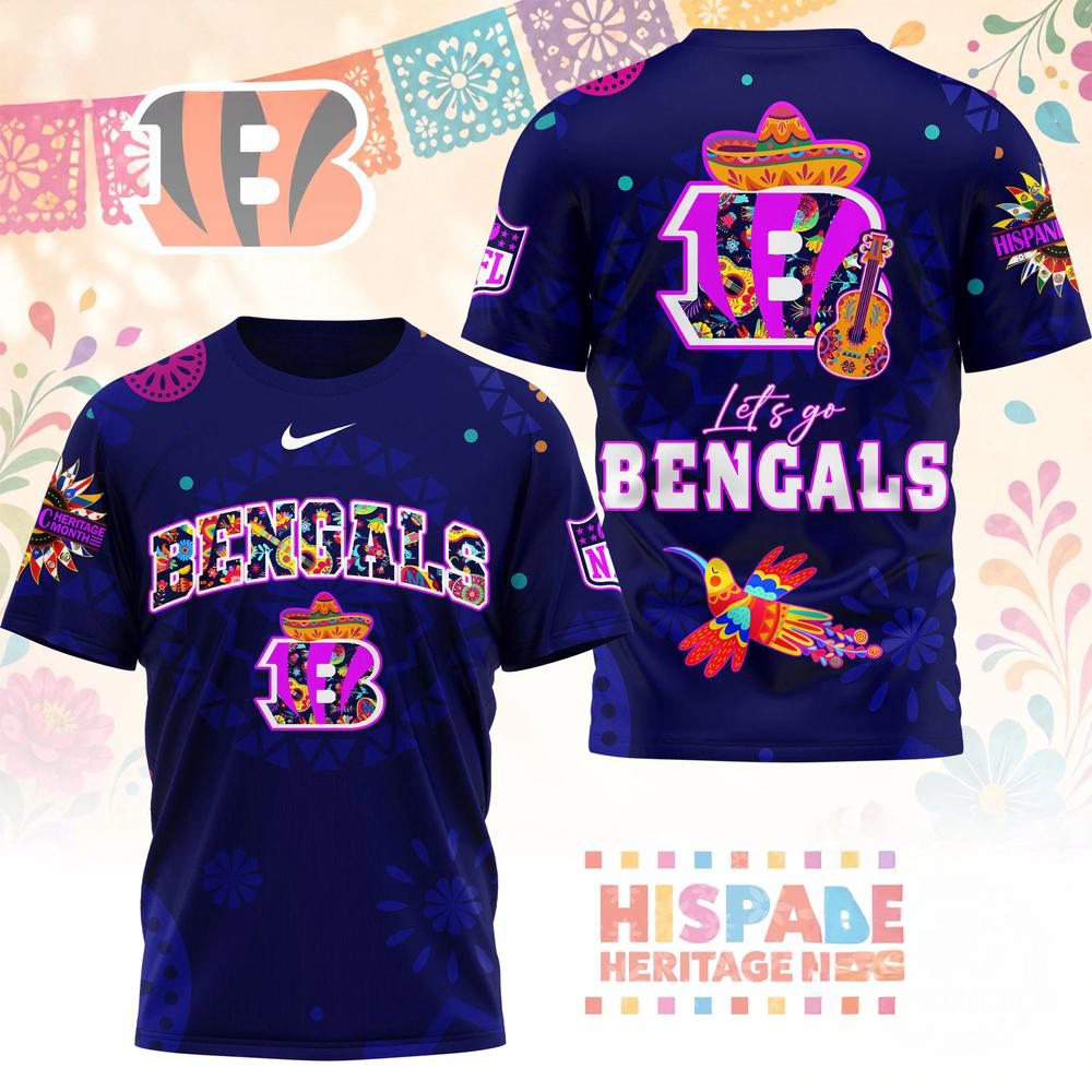 Cincinnati Bengals 2026 NFL Hispanic Heritage Fiesta Premium 3D Graphic T Shirt