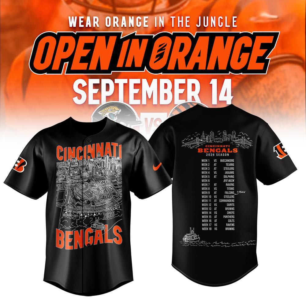 Cincinnati Bengals Open In Orange 2026 Schedule Baseball Jersey Football Fan Game Day Apparel 1 - Unicasport Cincinnati Bengals Open In Orange 2026 Schedule Baseball Jersey Football Fan Game Day Apparel