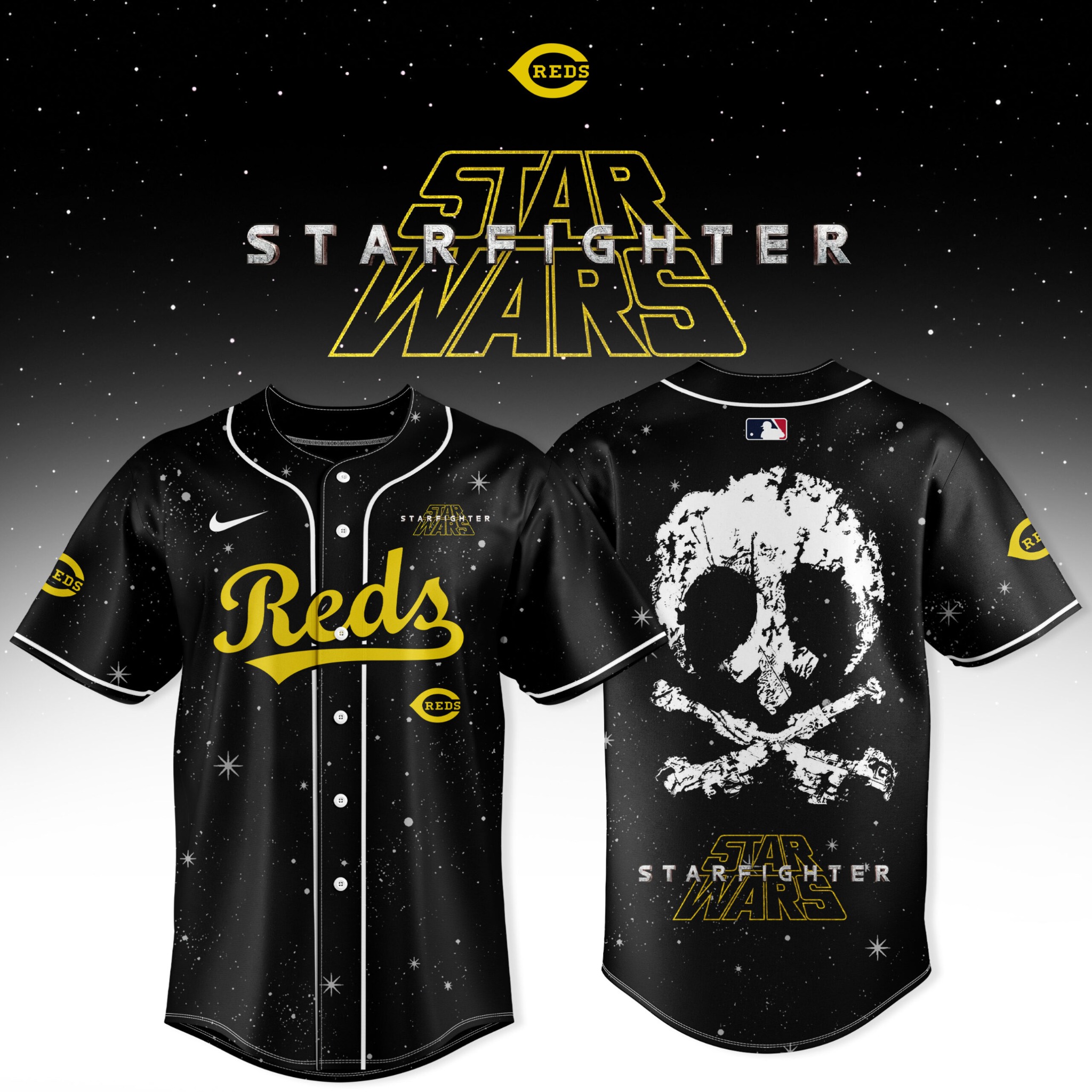 Cincinnati Reds Star Wars Starfighter Edition Baseball Jersey Space Graphic Fan Apparel 2 - Unicasport Cincinnati Reds Star Wars Starfighter Edition Baseball Jersey Space Graphic Fan Apparel