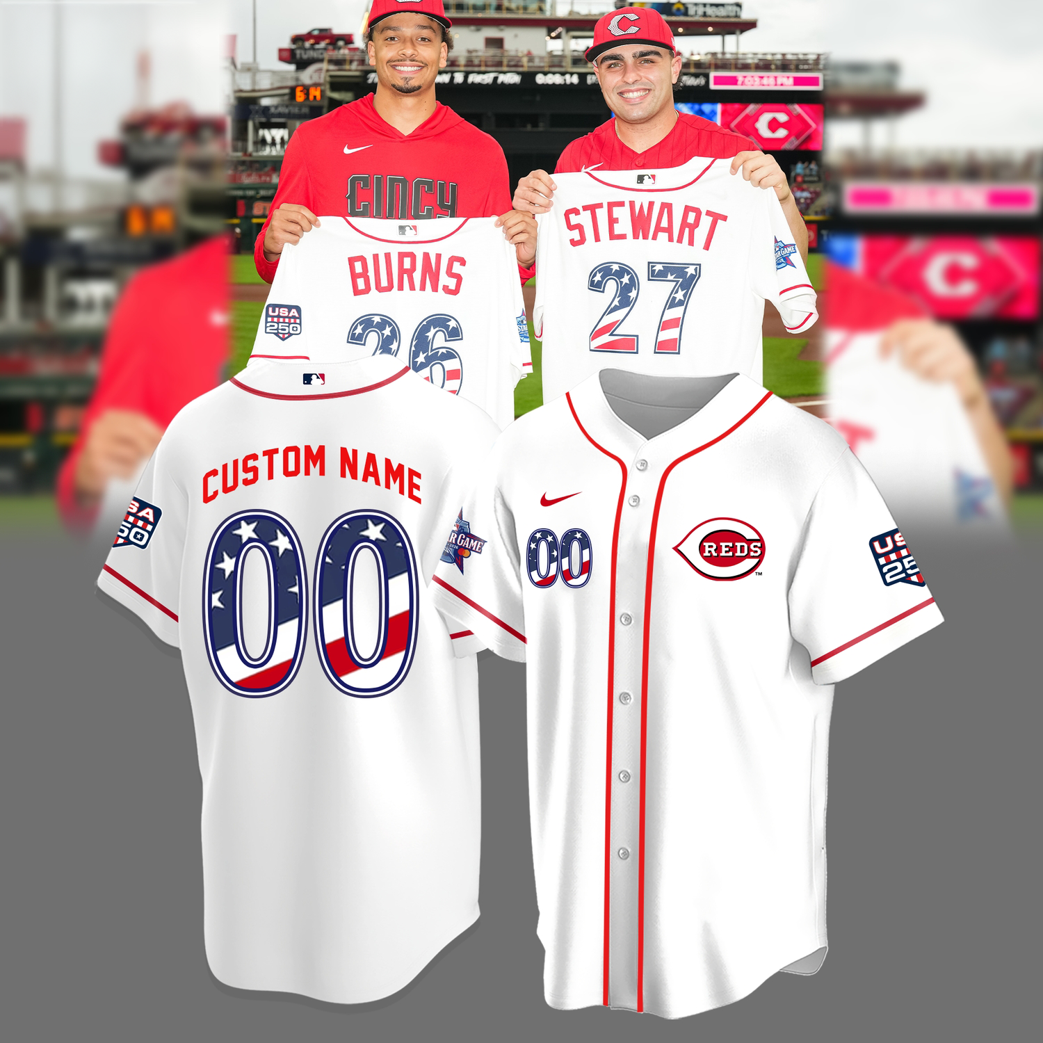 Cincinnati Reds USA250 All Star 2026 Baseball Jersey