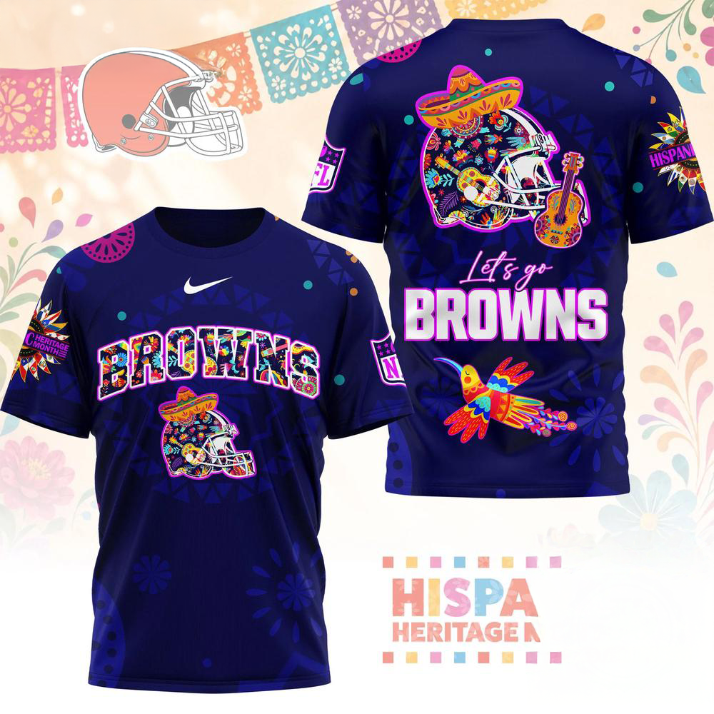 Cleveland Browns 2026 NFL Hispanic Heritage Fiesta Premium 3D Graphic T Shirt